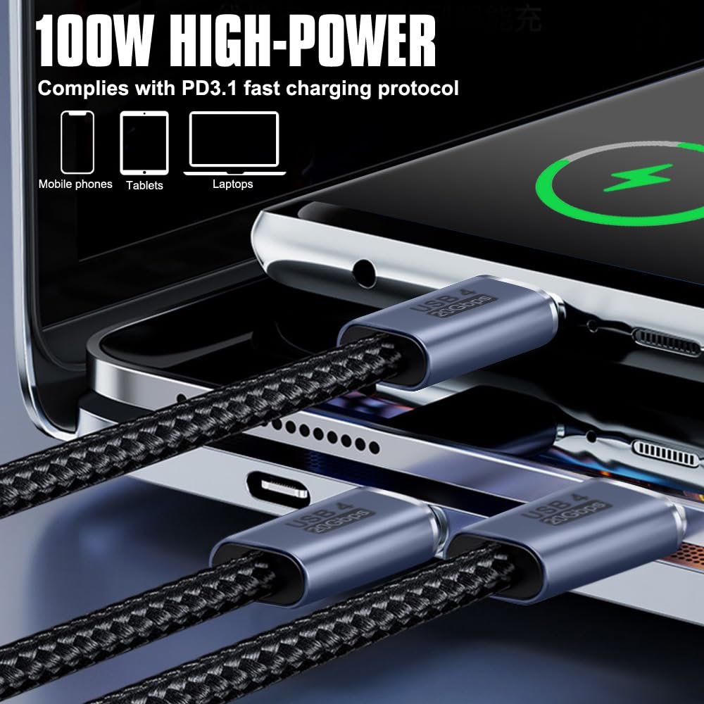 Eastele USB4 Cable, 2 Meter, Supports 4K@60Hz Video/ 100W Charging / 20Gbps for Thunderbolt 4 3 Cable PD3.1 Fast Charge USB-C to USB Type-C Cable Macbook Pro Air Ipad Samsung Lenovo Dell HP Laptop image number 5