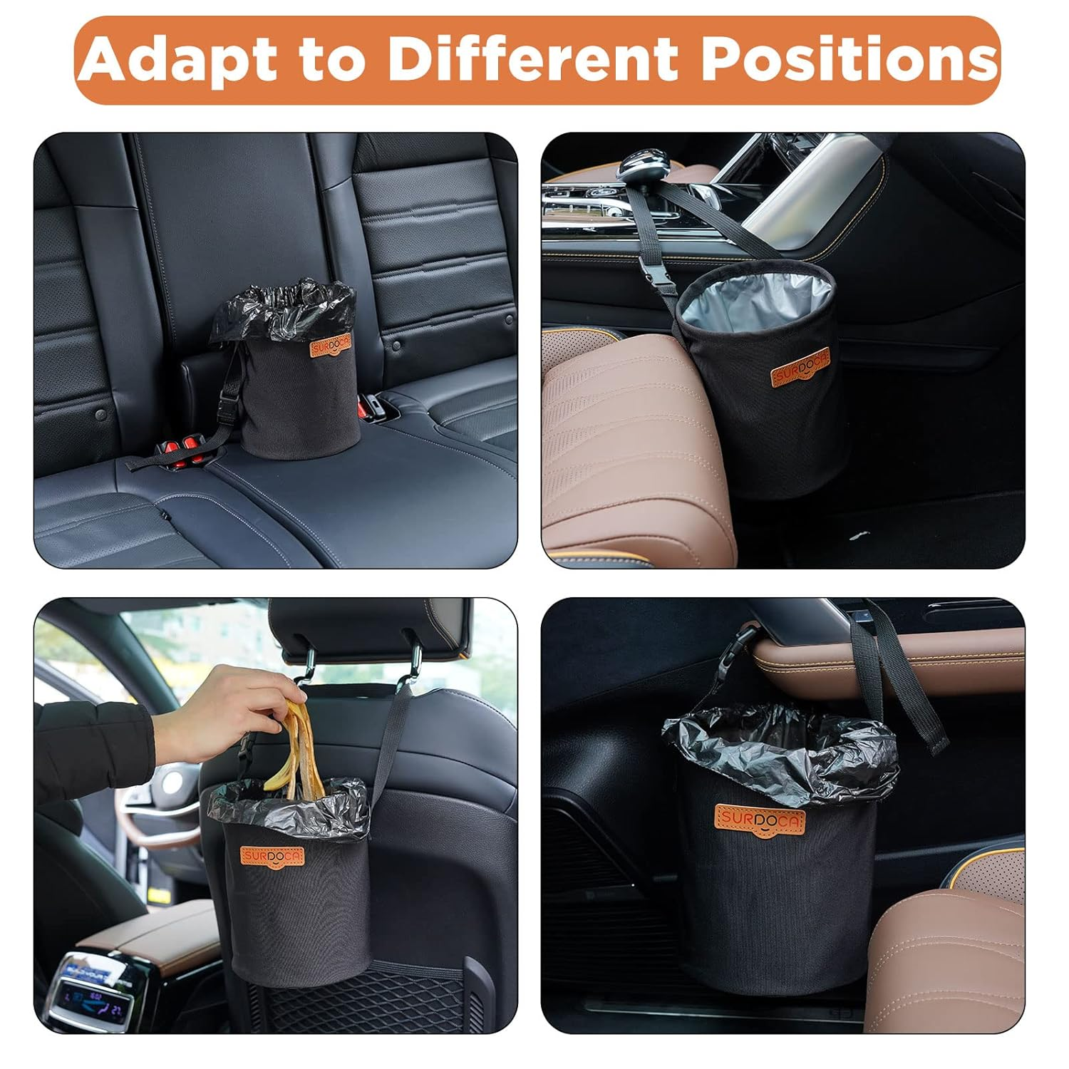 SURDOCA Waterproof Car Bin, Pop-Up Car Rubbish Bin, Foldable Portable Hanging Car Trash Can, Waterproof Car Accessories, Suitable for Automotive, Home, Office image number 4