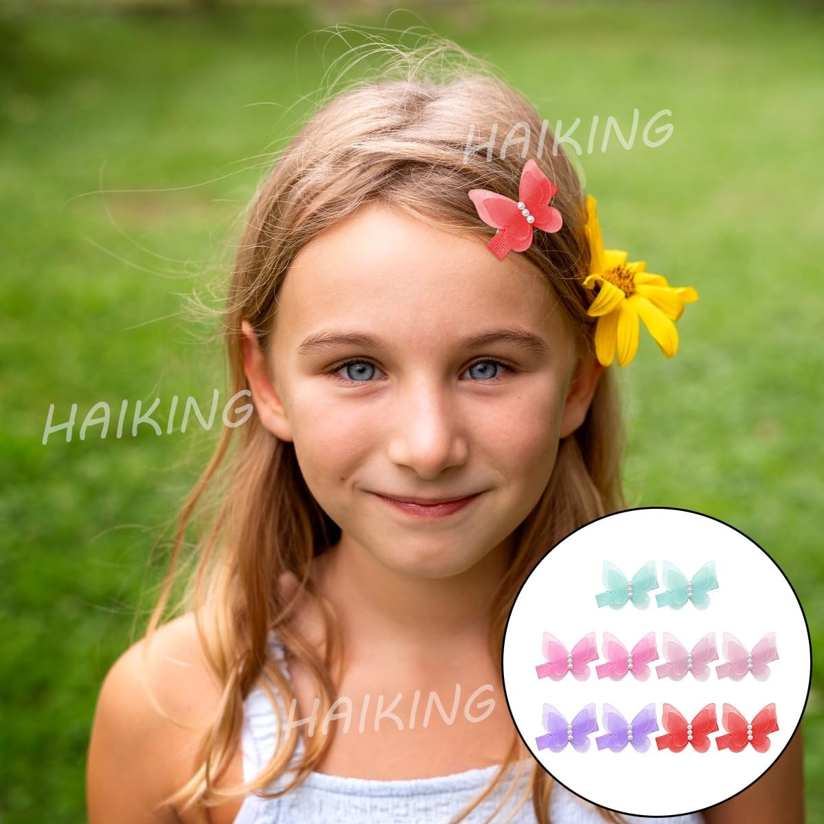 Baby Girl Hair Clips, 10 Pcs Colorful Chiffon Butterfly Hair Clips for Little Girls, Women (5 Colors) image number 1