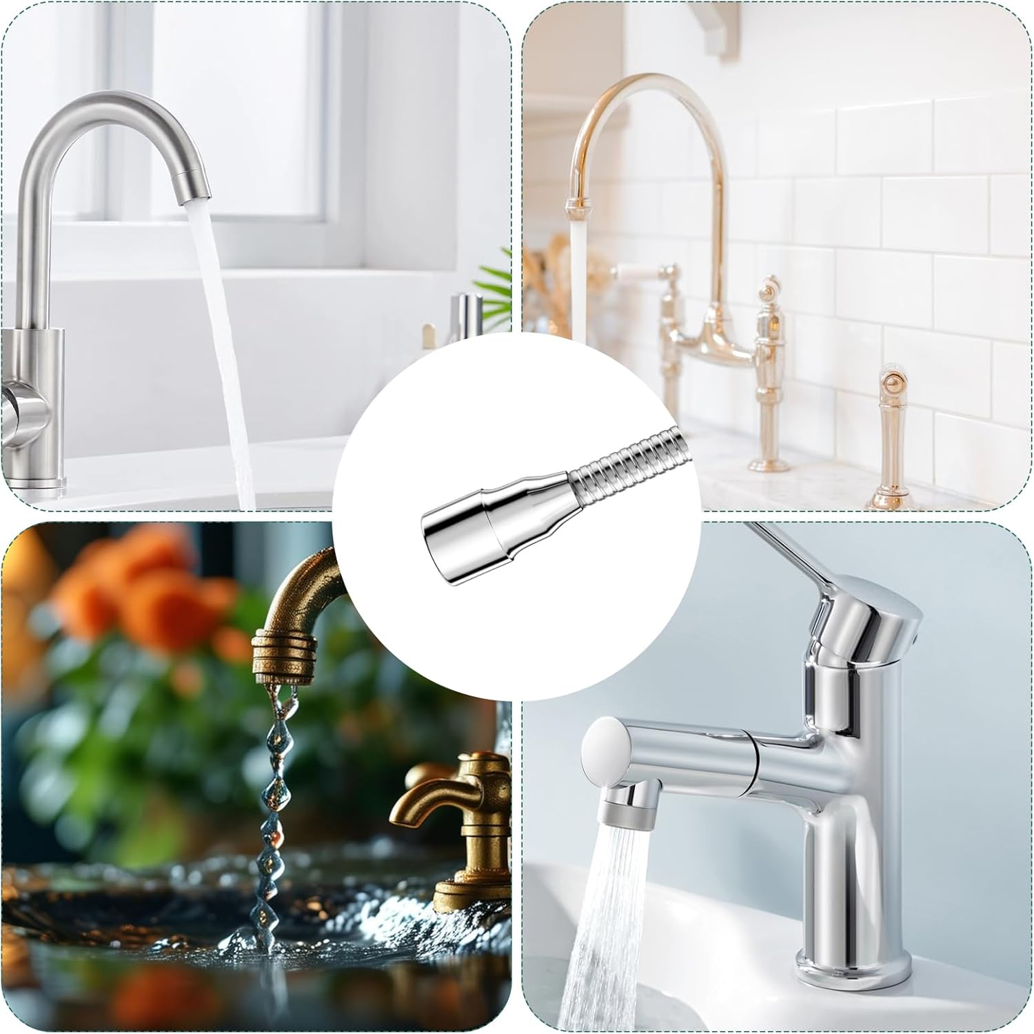 Kitchen Tap Extension, Pack of 2, 360&deg; Swivelling Multifunctional Faucet Extender Tap 14 Cm Tap Extension for Kitchen, Sink, Bathtub image number 4