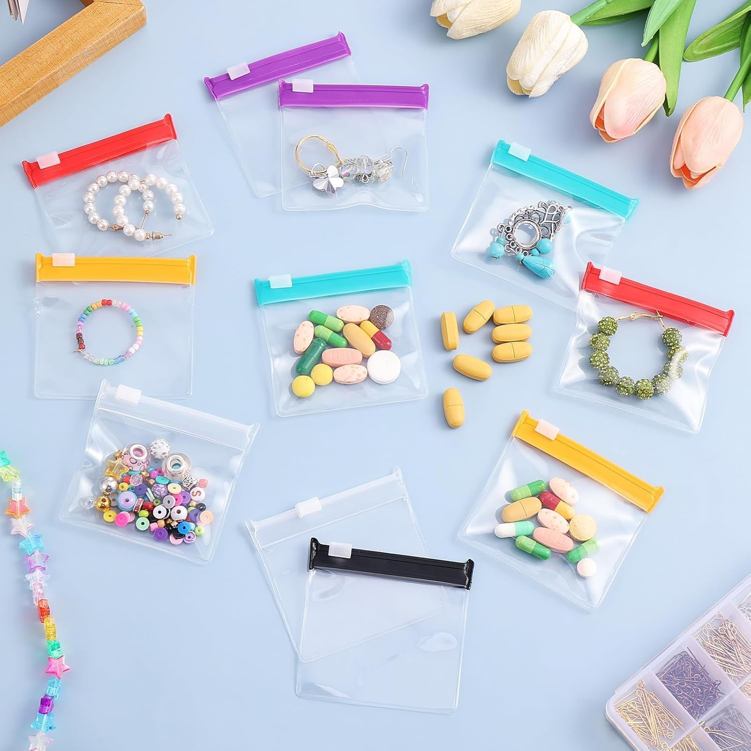 Self-Sealing Zippered Pill Pouch Bags, 12Pcs Translucent Self Sealing Medicine Bags, Translucent Self Sealing Plastic Pill Pouch, Travel Medicine Pouches with Slide Lock for Pills and Small Items image number 4