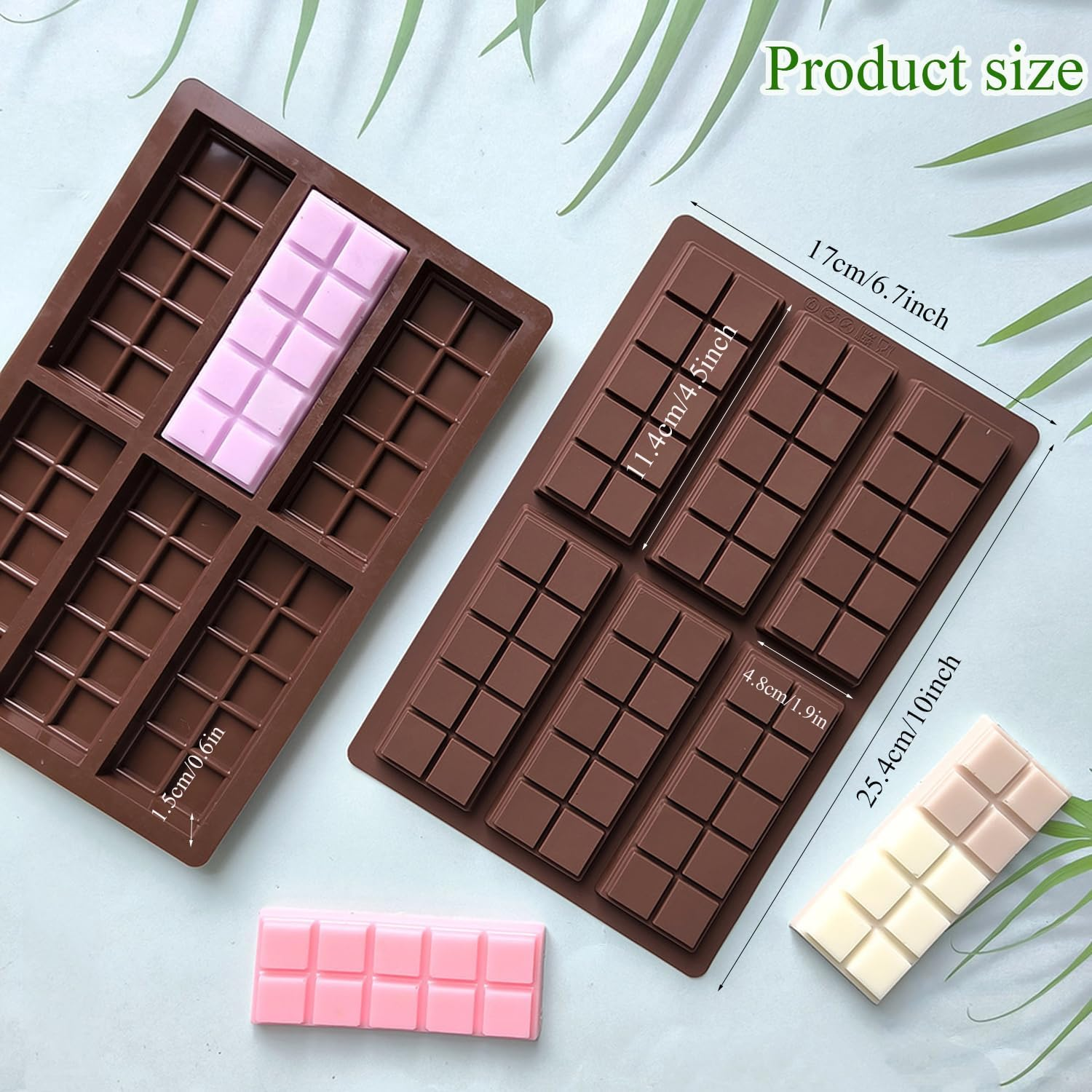 Xinghonyac 2 Pcs Chocolate Bar Mold, Non-Stick Chocolate Molds, Food Grade Silicone Deep Chocolate Bar Mold for Dubai Chocolate Bar Pistachio, Candy, Chocolate Snacks, Milk Chocolate Bar, Jelly image number 5