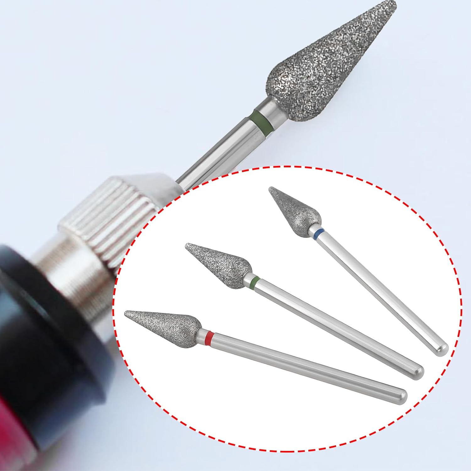 LT Easiyl 3Pcs 2.35Mm Cone Cuticle Diamond Drill Bit Fine Medium Coarse for Nail Drill Nail Polishing image number 3