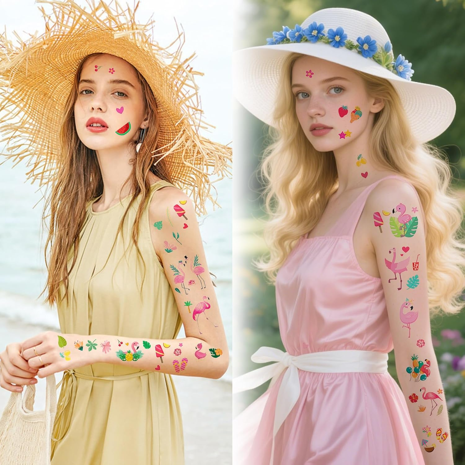 Temporary Tattoos Flamingo Pack of 10 Flamingo Tattoo Children'S Tattoo Stickers Summer Tattoos Temporary Waterproof for Flamingo Party, Birthday Party, Summer Gifts image number 4