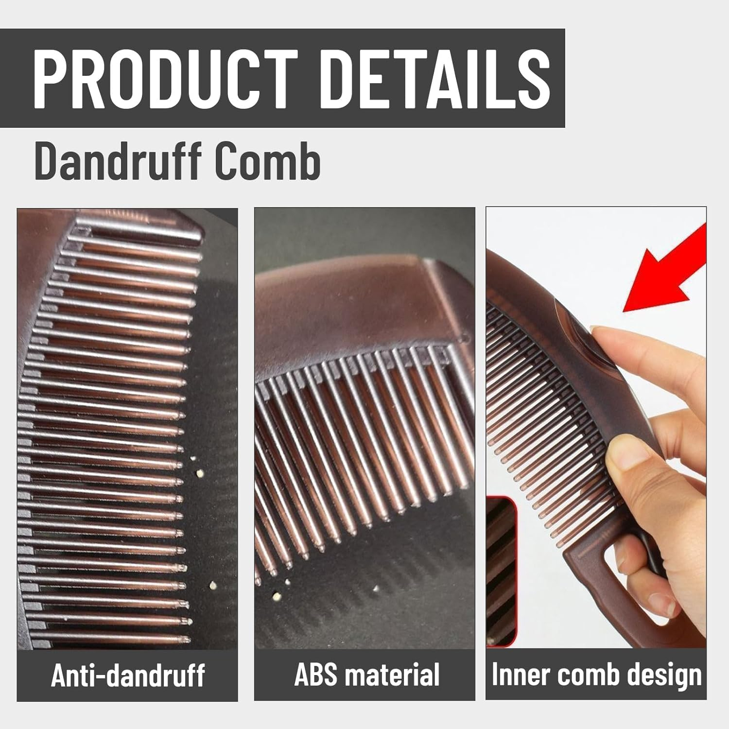 Cosmeria Flake Comb Set, Stainless Steel Comb for Clean Scalp with Button, Effective Flake and Stress Removal, Ideal for All Hair Types and as a Gift image number 4