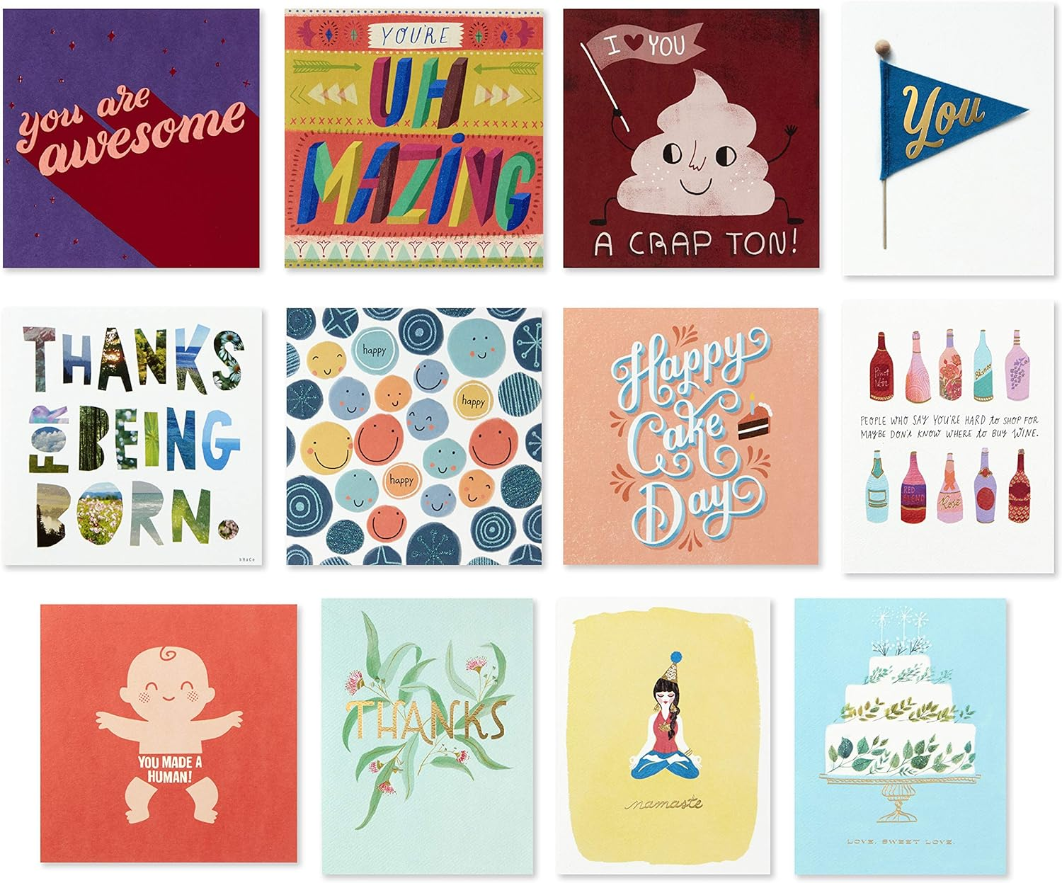 Hallmark Birthday Cards Assortment, 12 Cards with Envelopes (Premium Refill Pack for Hallmark Card Organizer Box), 5EDX1019