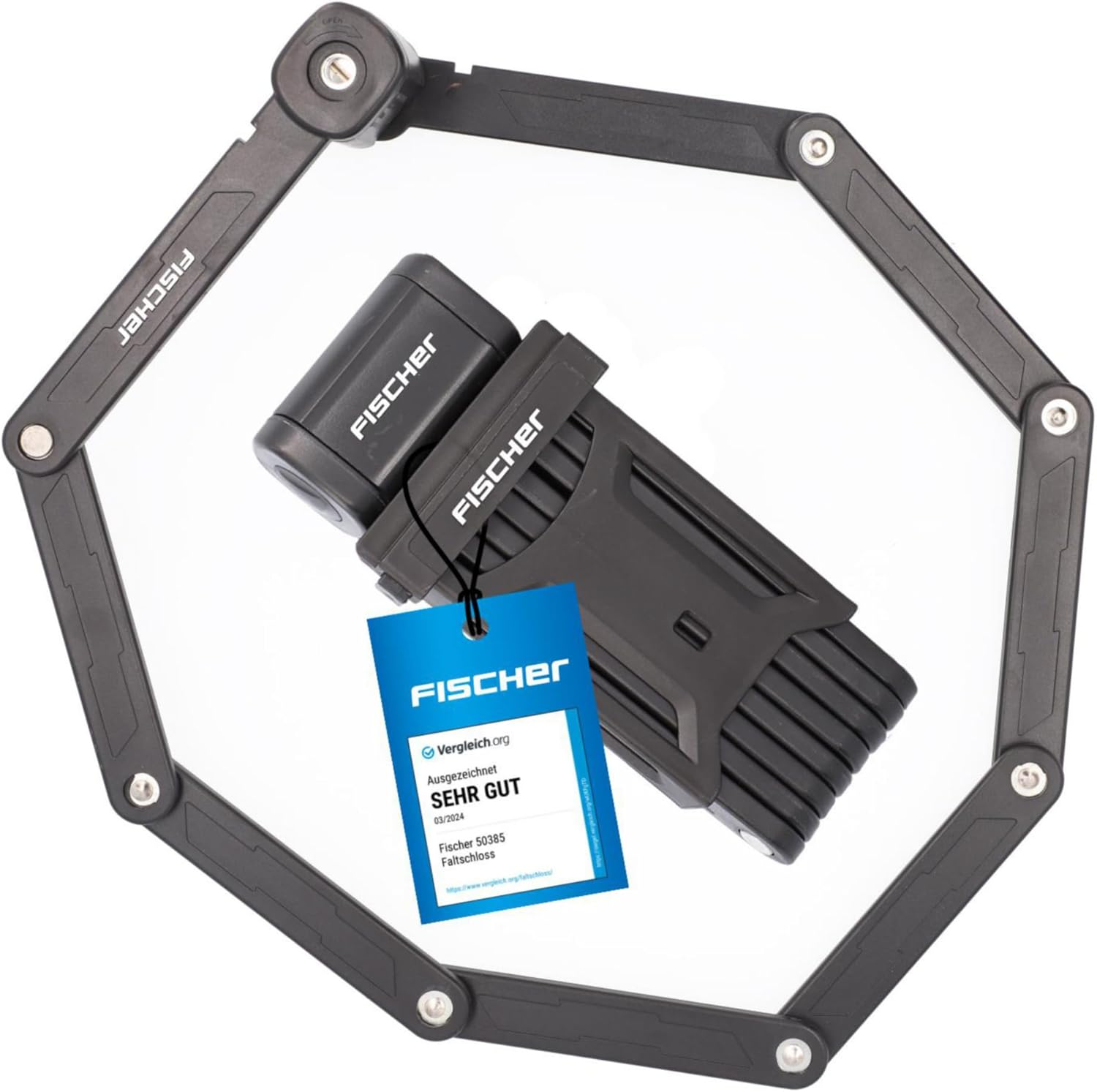 Fischer Folding Lock with Bracket and 2 Security Keys image number 1