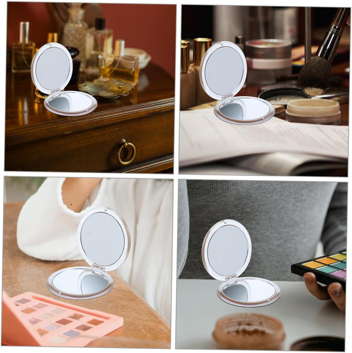 Minkissy Folding Compact Mirror Travel-Sized Makeup Magnifying Mirror 7X Magnification for Women Makeup Touch-Ups image number 3