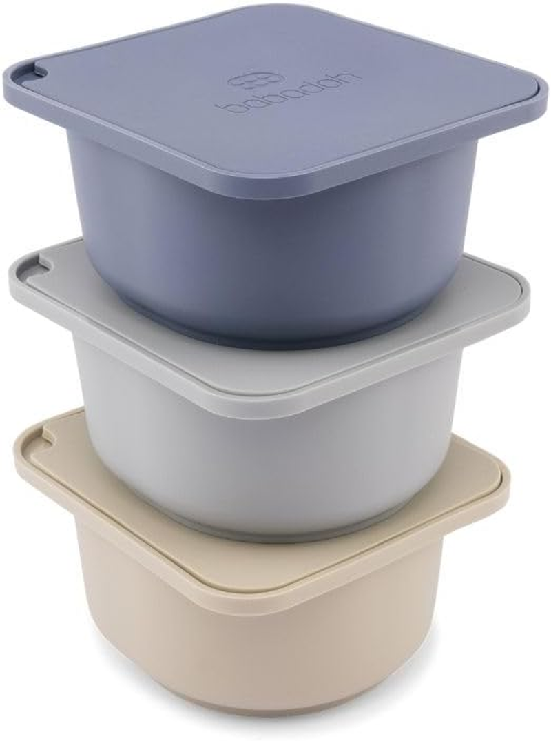 Babadoh Big Pizza Dough Proofing Silicone Containers with Lids | Pizza Making Accessories | Set of 3 | Multi Blue (1 Dough, 1 Smoke, 1 Steel) | Big Size (Make 12"-16" Pizzas)