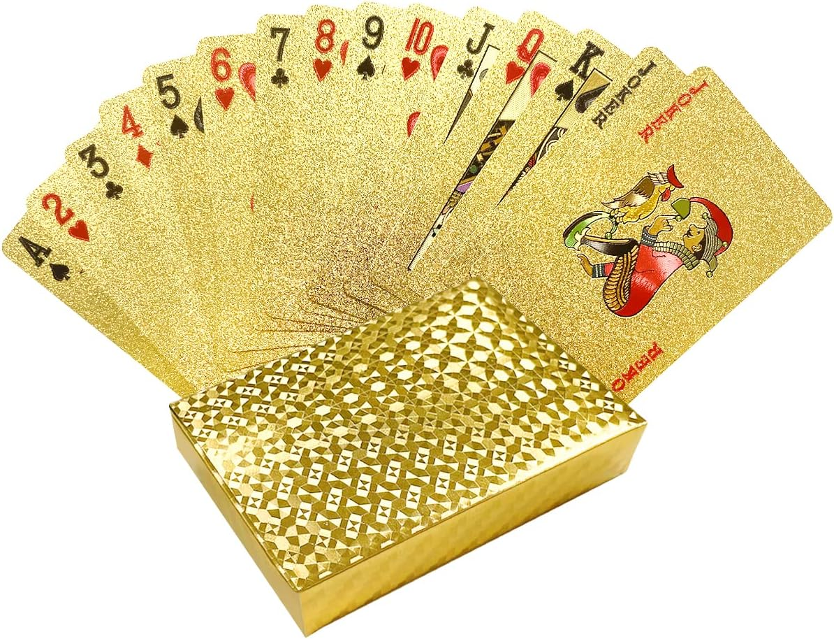 BEZANU Playing Cards, Standard Waterproof Poker Cards for Party, Magic, Table Cards Game (Gold) image number 2