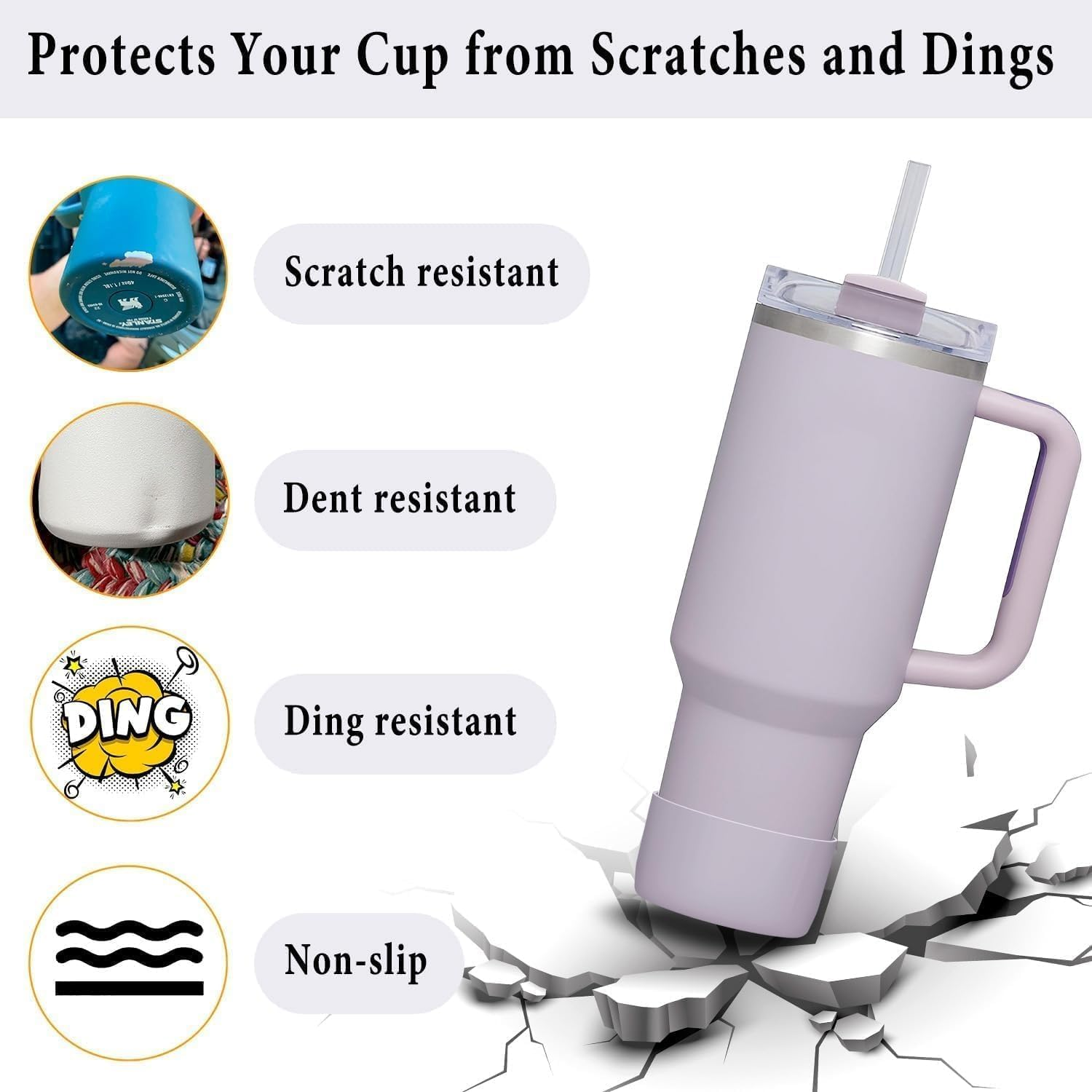 WADY 2-Pack Silicone Boot for Stanley Tumbler 30 40 Oz, Compatible with Yeti, Simple Modern, Owala Water Bottle - Clear image number 6