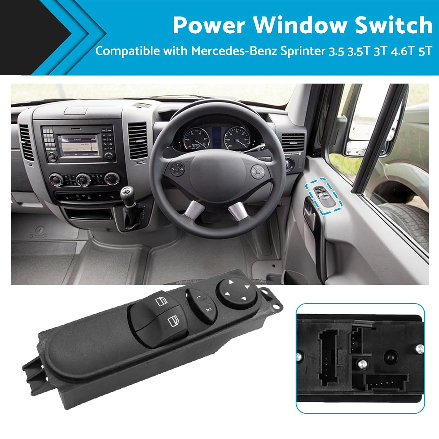 KAKA AUTO PARTS Power Window Switch Suitable for Mercedes-Benz Sprinter W906 Master Window Switch Control A9065451213 image number 2
