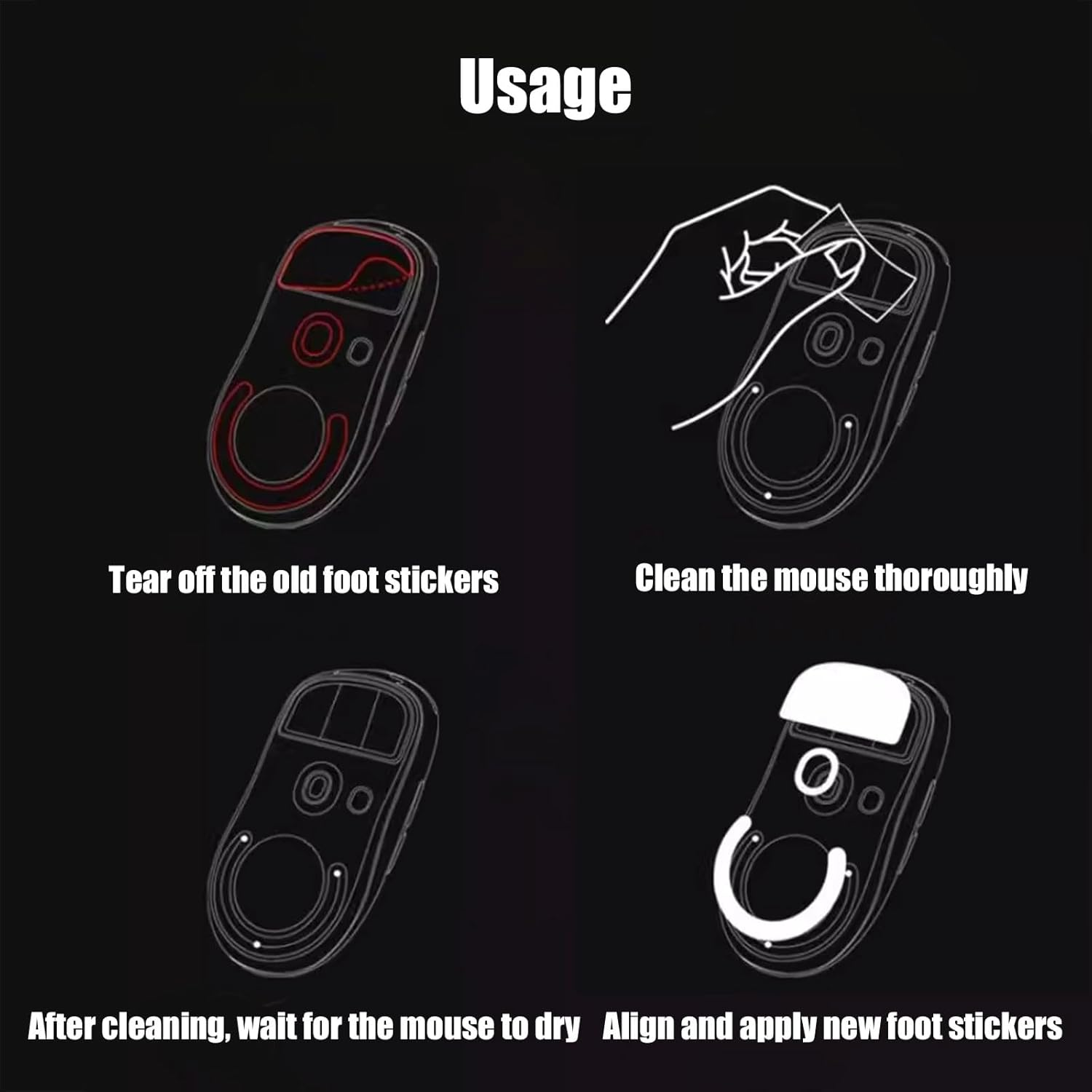 Xolixorium Pack of 2 Rounded Edges Mouse Feet Skates 0.8Mm Precision Glide Pads, Curved Edge Skatse Replacements for Logitech MX Master 3 Smooth Tracking, Black image number 2