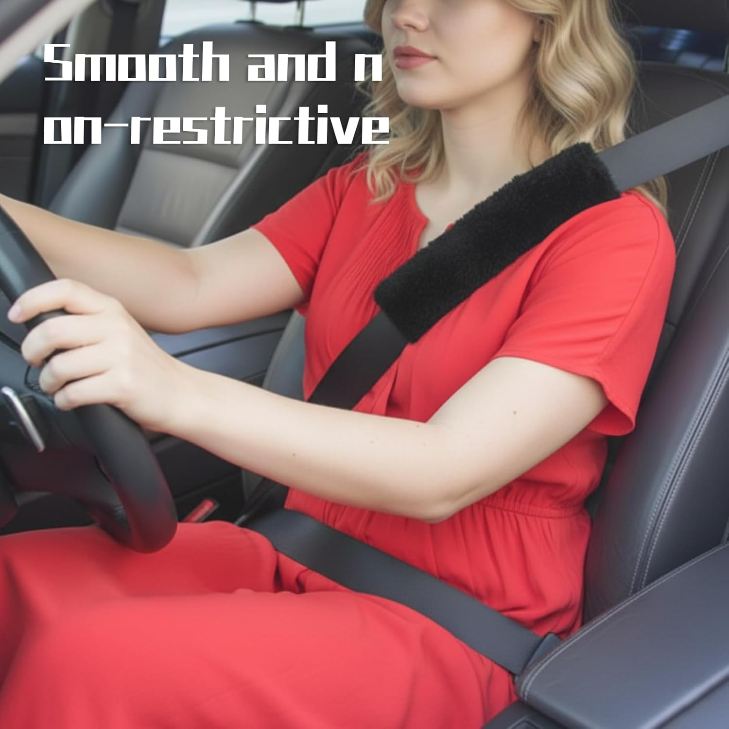 Seat Belt Cover, 2-Pack Black 25X10Cm, Soft Shoulder Strap Pads for Comfortable Driving, Suitable for Adults and Children, Long Distance Travel and Daily Commute image number 6