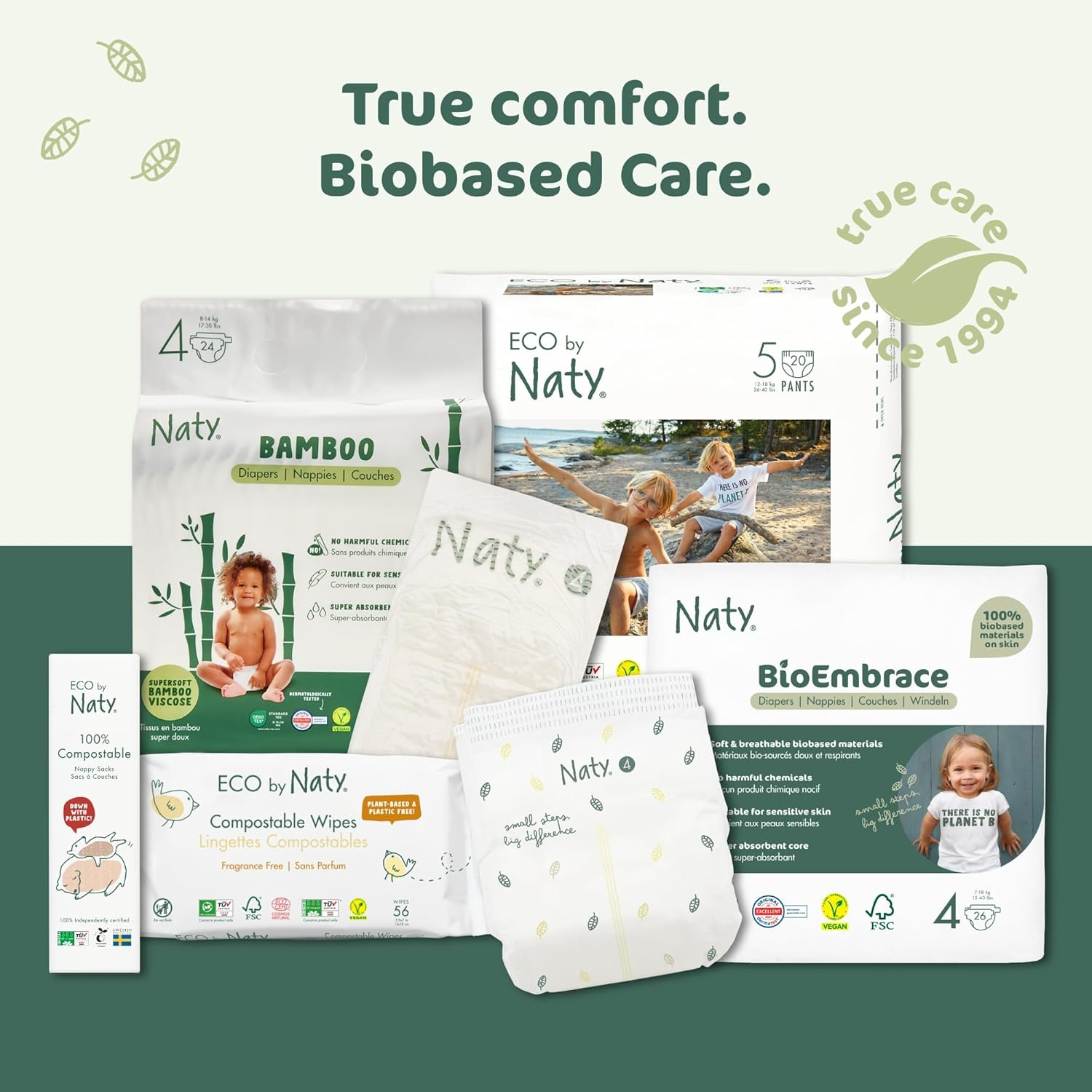Eco by Naty Flushable Baby Wipes - Compostable and Plant-Based Wipes, Chemical-Free and Hypoallergenic Baby Wipes Safe for Baby Sensitive Skin, 56 Wipes per Pack (3 Pk) image number 6