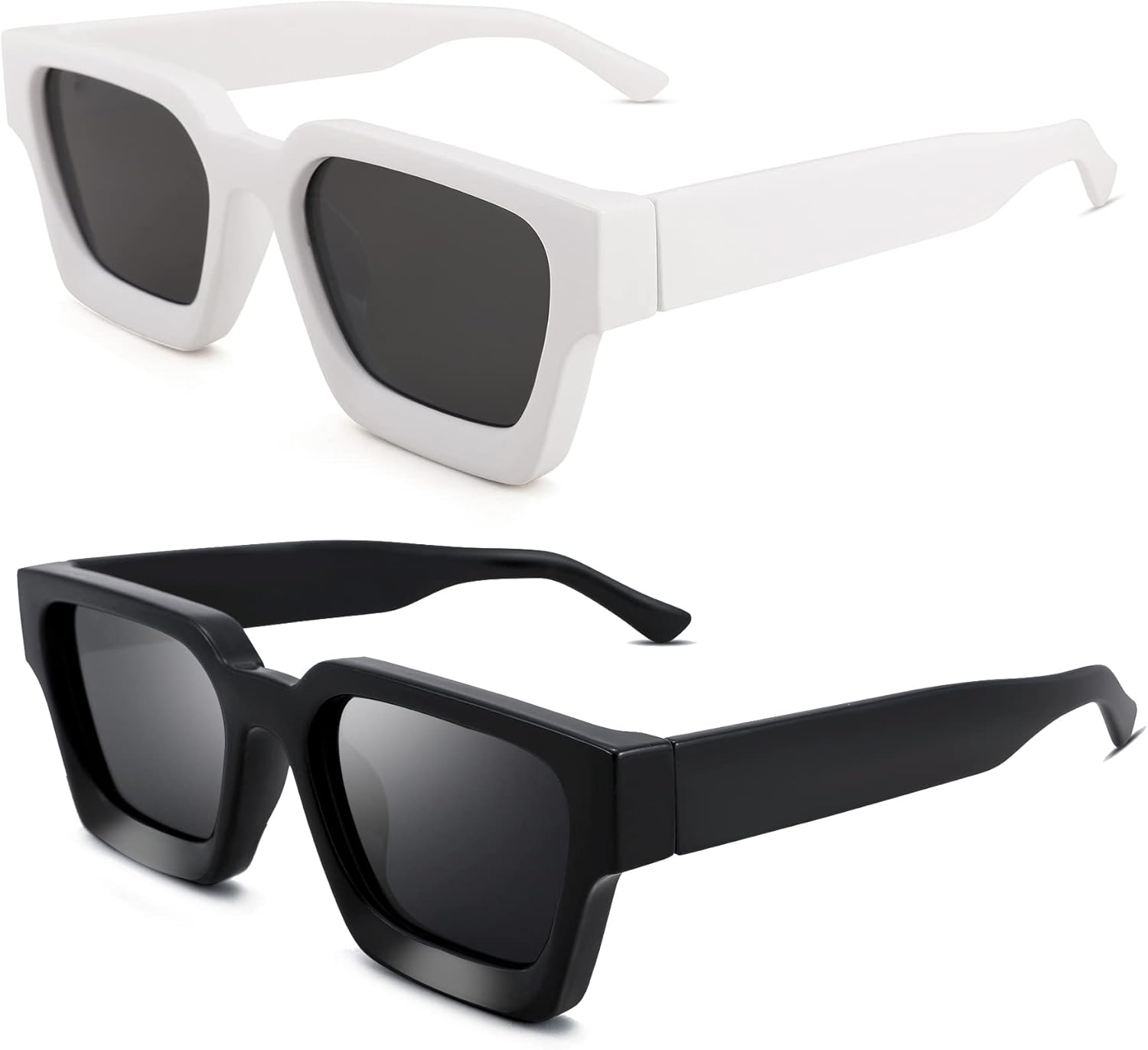 Braylenz Retro Square Sunglasses for Men Women Thick Frame Chunky Rectangle Shades