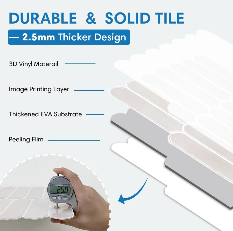 COMSTICKC Thicker Beige Peel and Stick Tile,10 Sheets of 12''X12'', 3D Fish Scale Peel and Stick Backsplash Tile Stickers Vinyl Backsplash Kitchen Bathroom Waterproof Removable