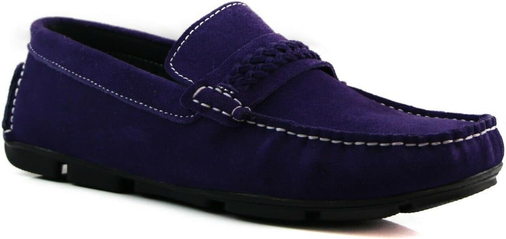 Zasel Mens Cruze Purple Suede Leather Casual Boat Deck Loafers Shoes image number 3