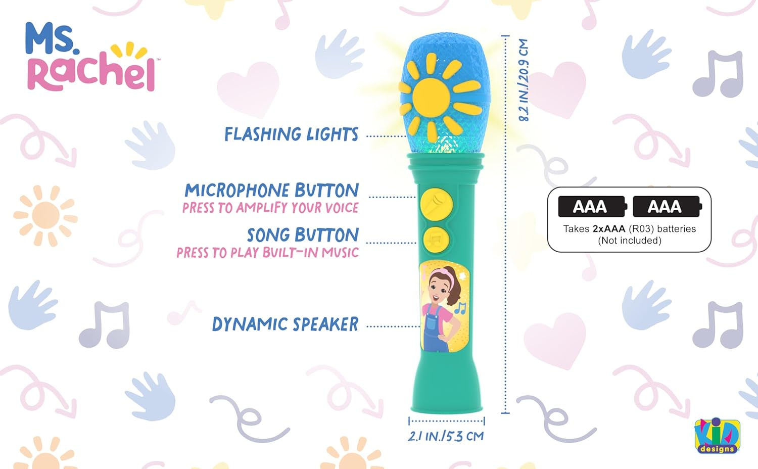 Ekids Ms Rachel Toddler Microphone Toy with Built-In Music and Lights, Designed for Mrs Rachel Toys Fans image number 4