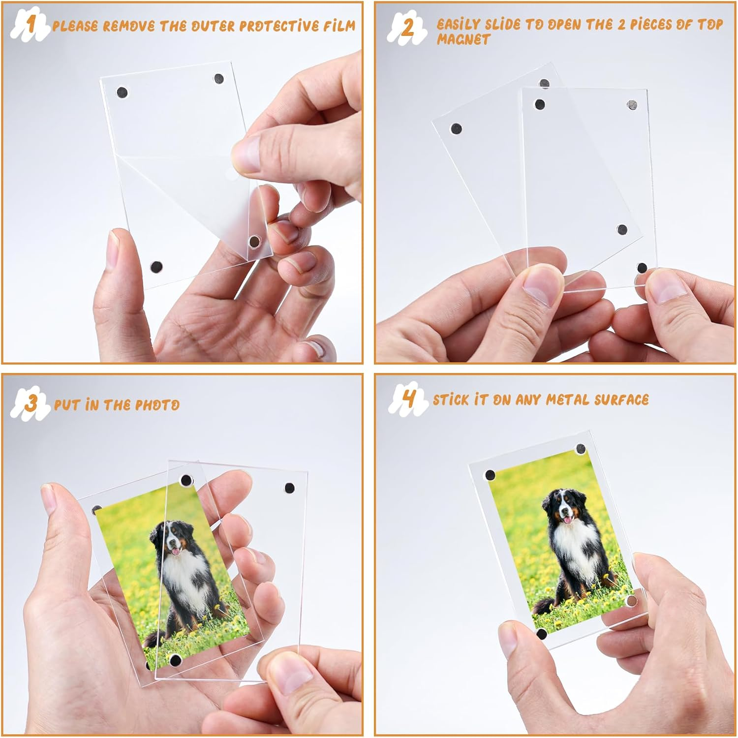 10 Pack Magnet Picture Frames for Fridge, Acrylic Clear Picture Frame Polaroid Frames for Refrigerator Magnet Double Sided Photo Display for Instax Mini Frameless Frame, 2.36"X3.54" image number 4