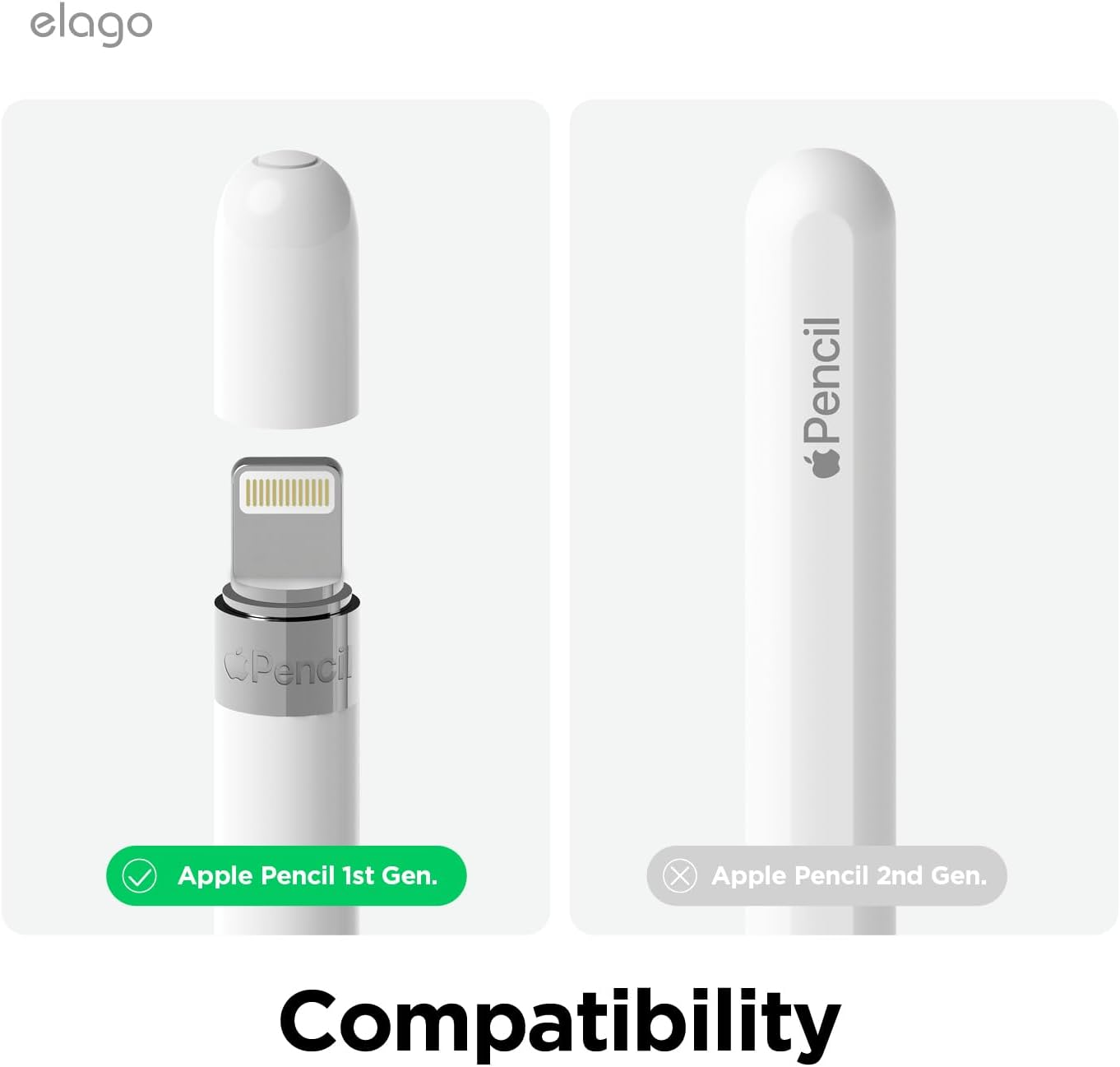 Elago Pencil Protection Set Compatible with Apple Pencil 1St Generation, [Cap Holder, Cap Replacement, Charging Cable Adapter Tether, Pencil Nib Cover] 4 Items Included (White) image number 3