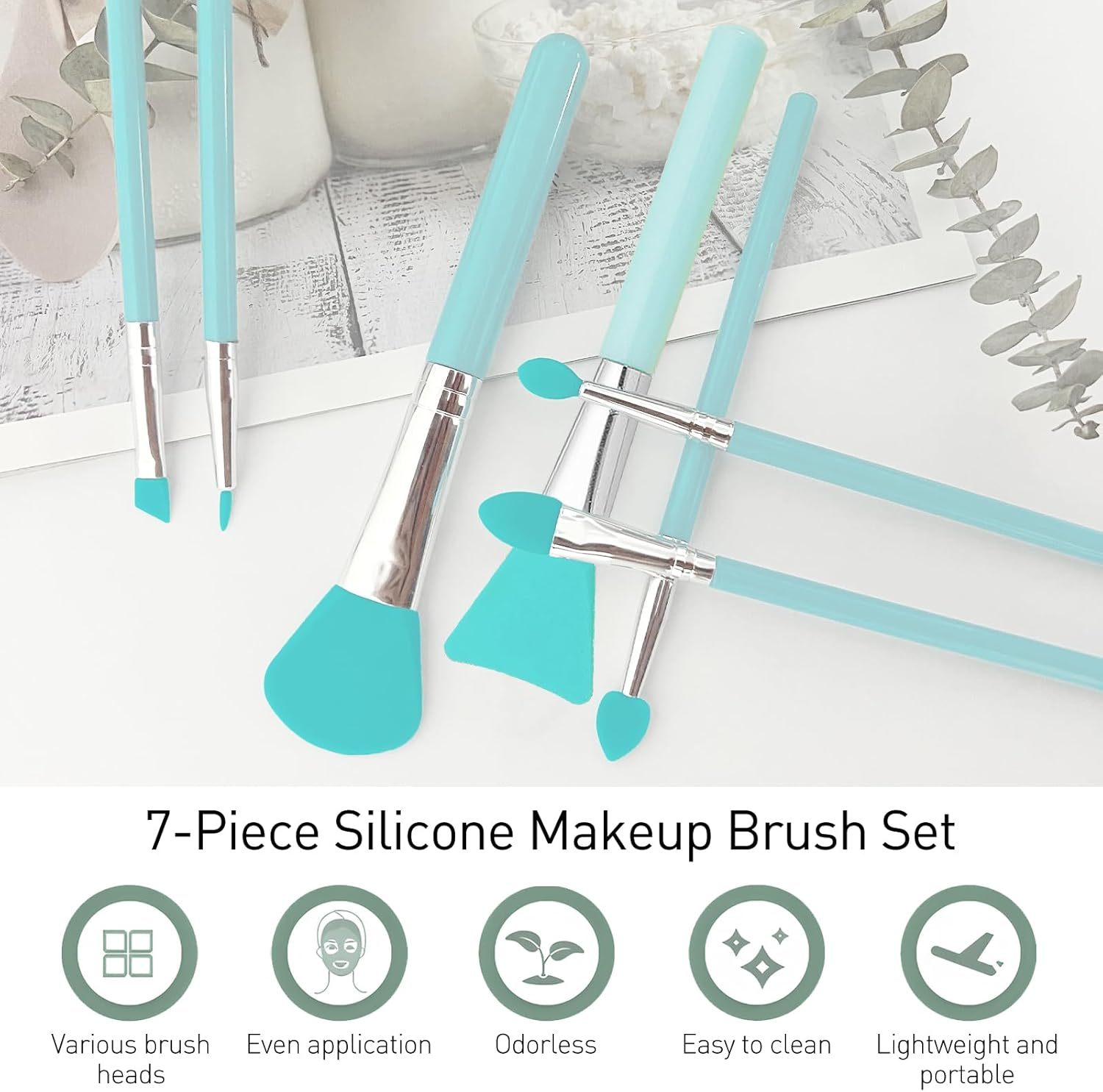 7 Pcs Silicone Brush Applicator Kit for Cream Makeup Products and UV Resin Epoxy Art Crafting image number 4