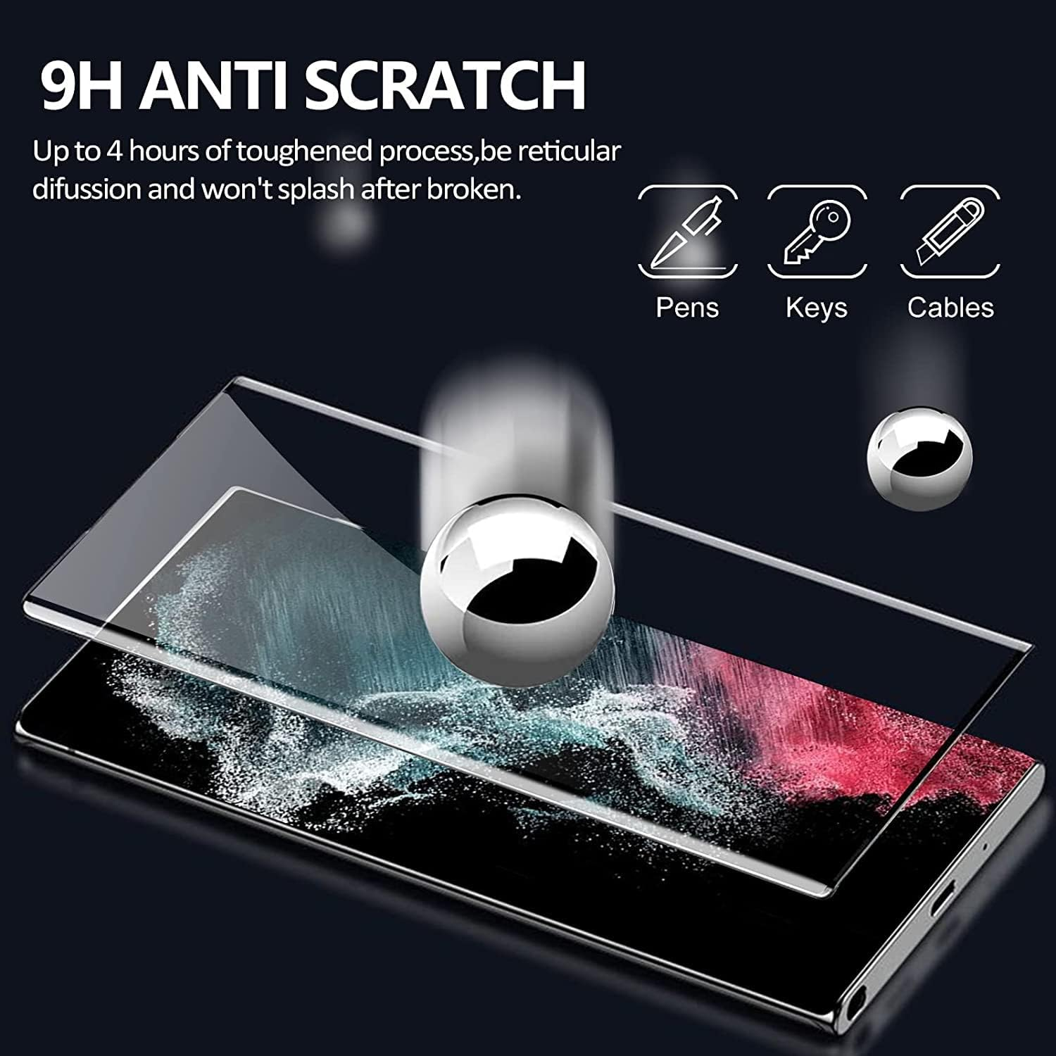 Aircawin Screen Protector for Samsung Galaxy S23 Ultra 6.9 Inch 2023,9H Temper Glass Film,Ultrasonic Fingerprint Support, 3D Full Coverage,Hd Clear,No Bubbles,Scratch-Proof, Case Friendly,2 Packs Each image number 2