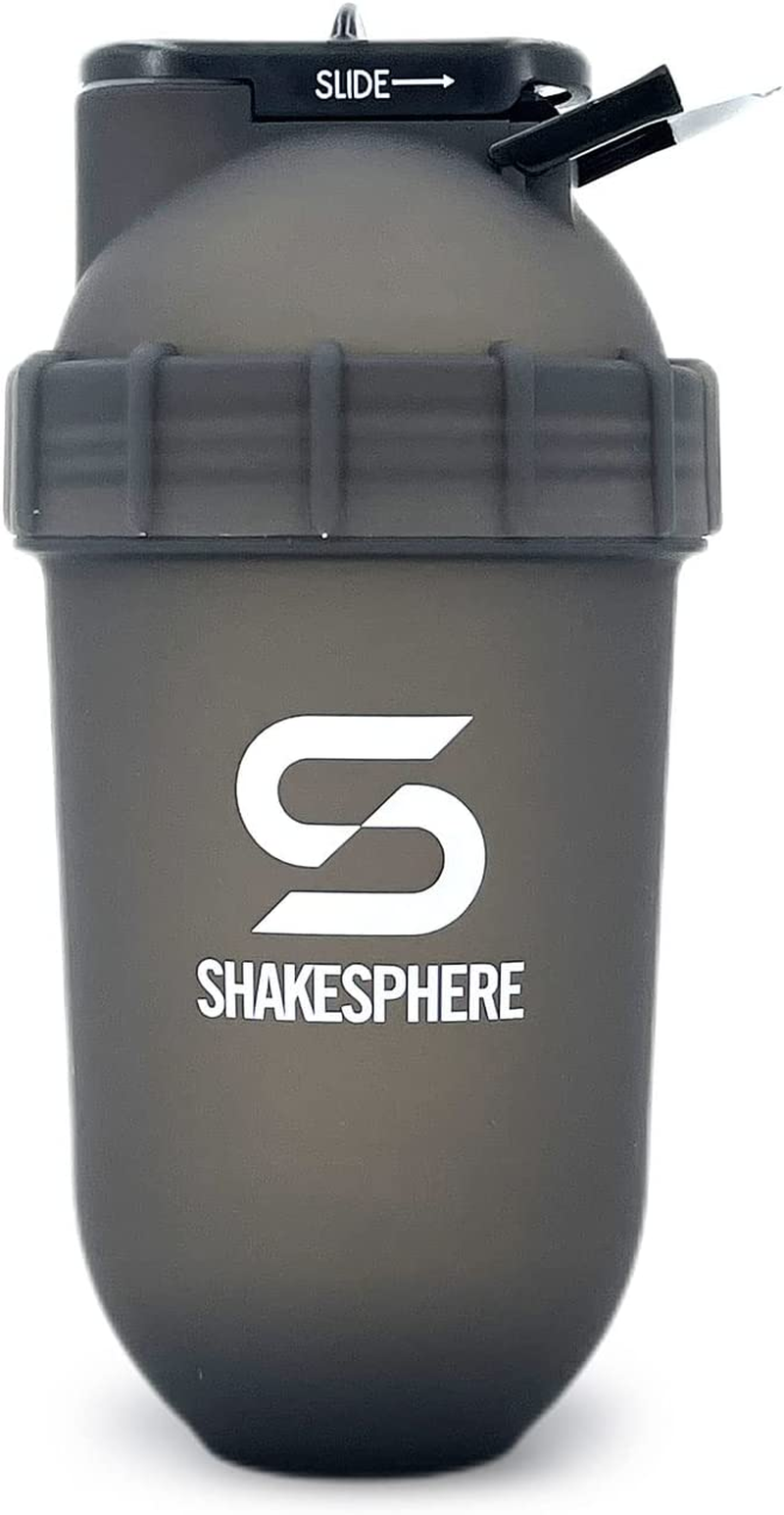 Shakesphere Protein Shaker Bottle, 24Oz Capsule Shape Mixing Easy Clean up No Blending Ball or Whisk Needed BPA Free Mix & Drink Shakes, Smoothies, More (Frosted Black - White Logo) image number 6