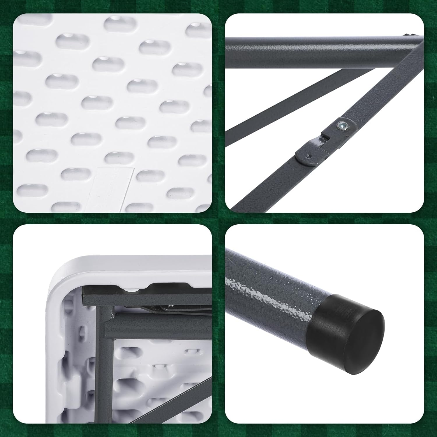 Folding Mahjong Game Table, 88Cm Foldable Mahjong Table Plastic and Metal Folding Square Table with Green Playing Surface and 4 Cup Holders for Mahjong Poker Domino Adults Games