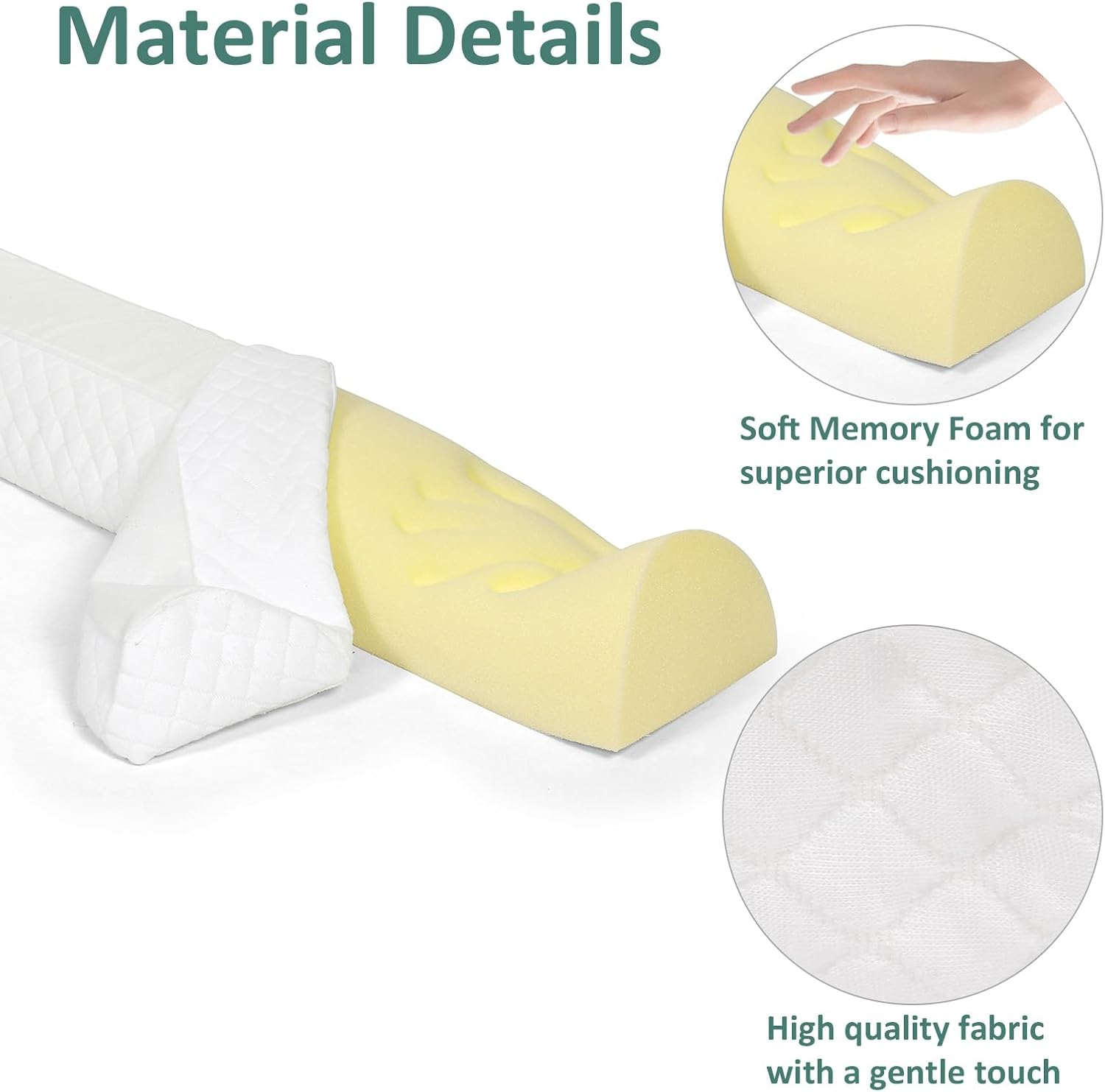 Toddler Bed Rail Bumpers [2 Pack] Safety Sleep Bedside Rail Guard for Toddlers & Kids & Baby | Memory Foam Long Pillow Pads with Non-Slip Machine Washable Cover by Shinnwa