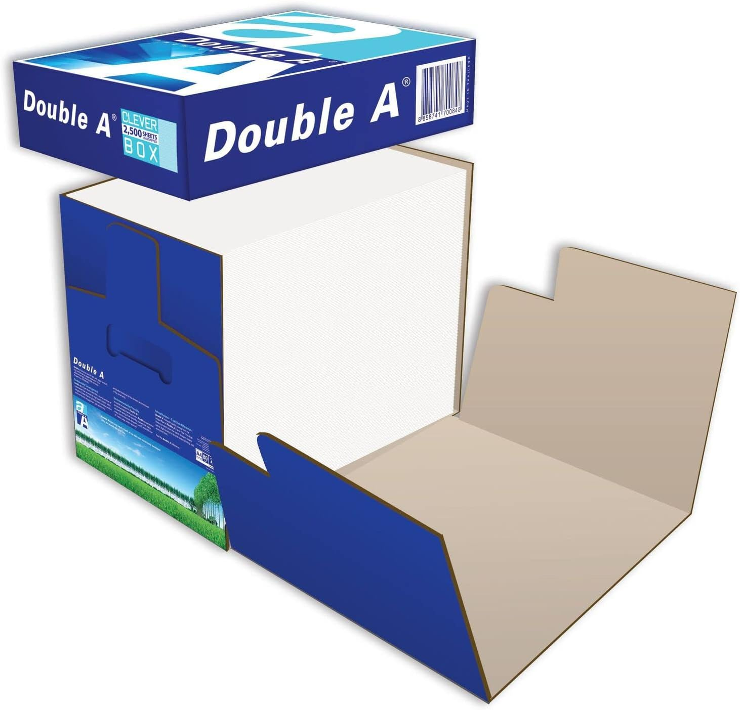 Double A, A4 Ream Paper, A4 80 GSM, 2500 Sheets, White, Clever Easy to Open Box - 1 Pack image number 1