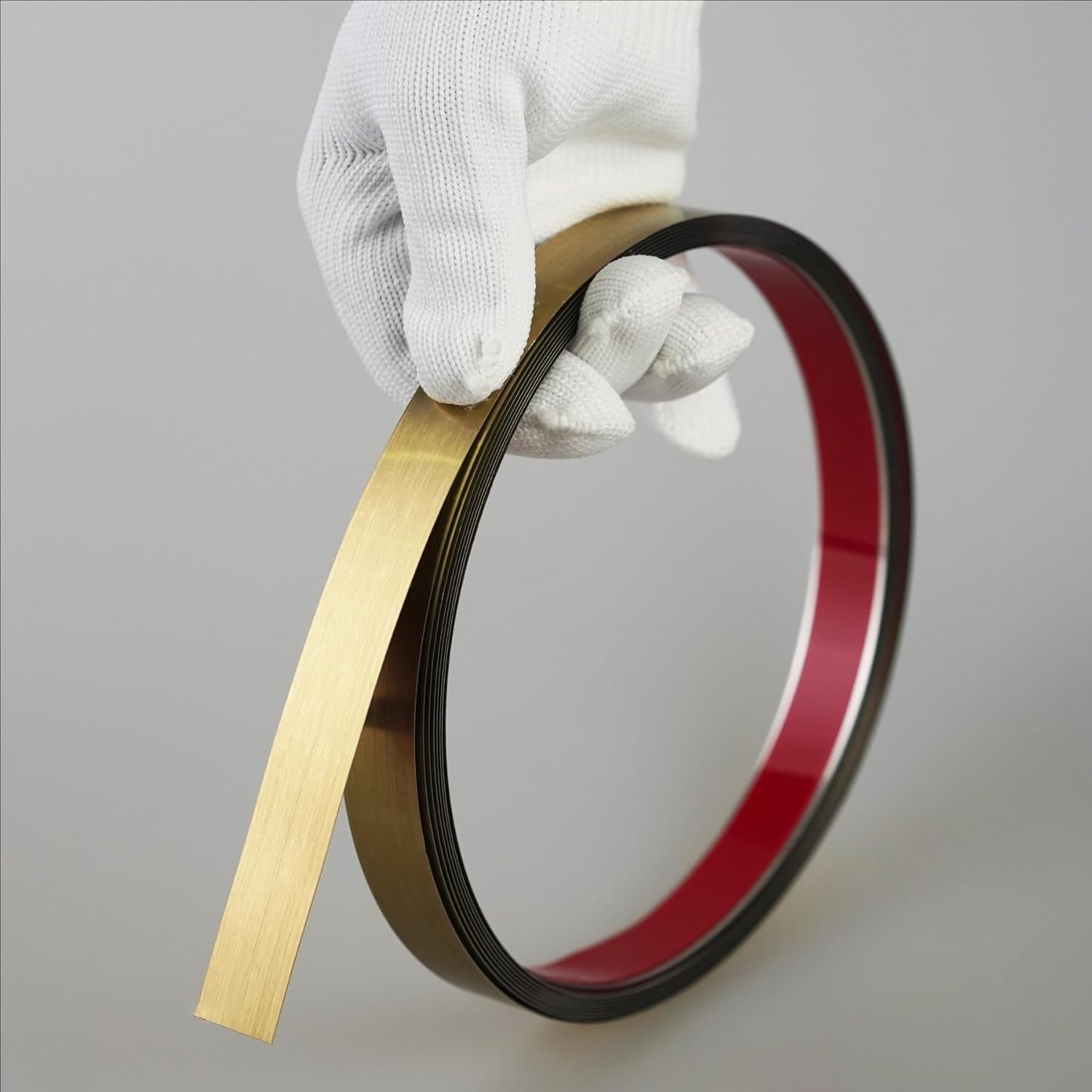 Hungbak Peel and Stick Metal Trim, Flexible Stainless Steel Molding for Wall, Fireplace, Mirror Frame, Craft and Home Decoration (Shiny Gold, 12M X 5Cm)