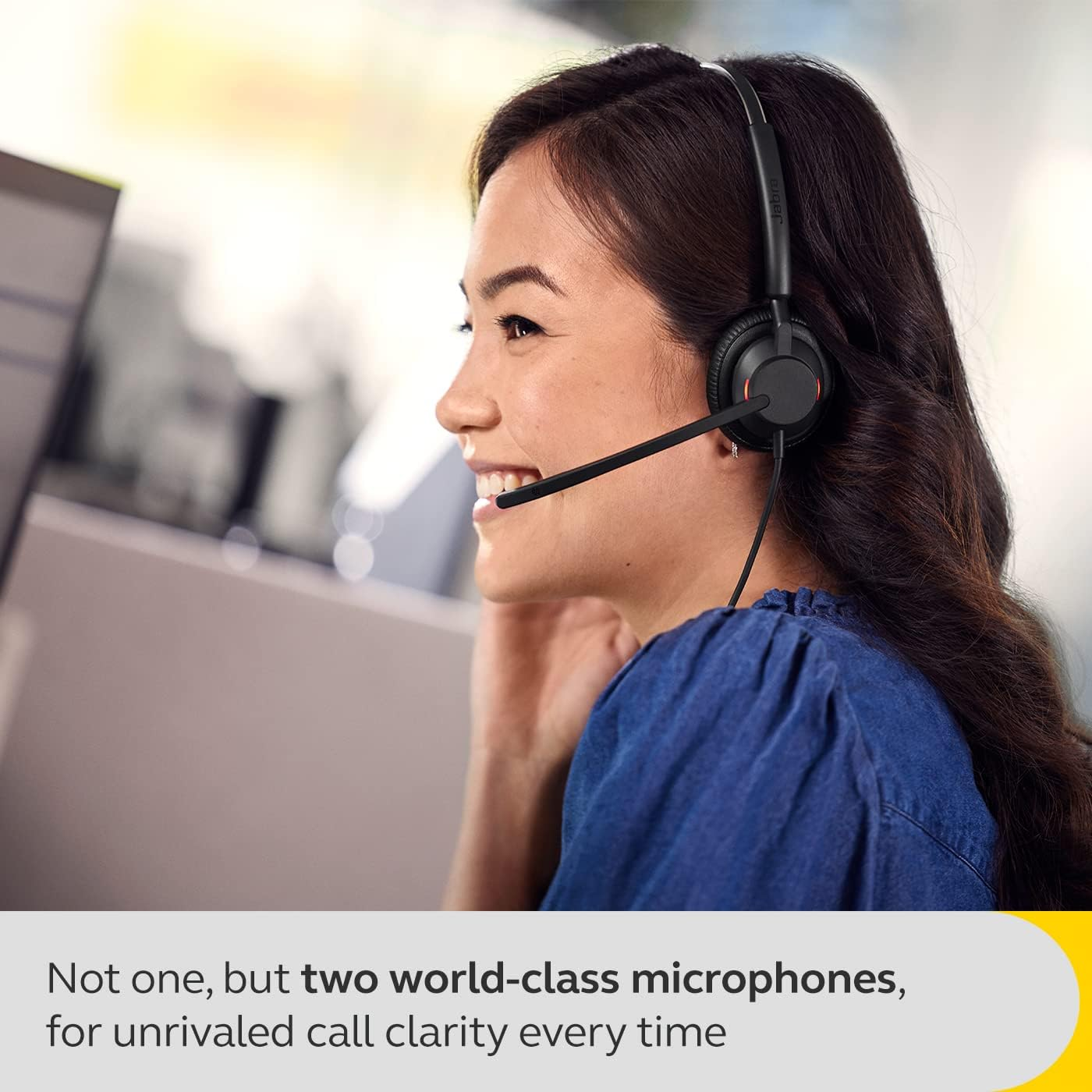 Jabra Engage 40 Wired Headset - 2 World Class Microphones with Active Noise Cancelling - Ultra Light Weight 63G - Teams & Open Office - on Ear Headphones with Mic - Real Time Insights - Balancedvoice image number 5