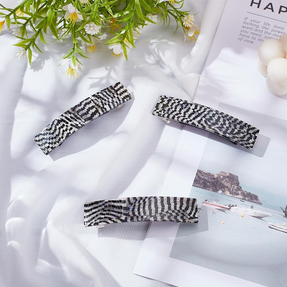 WADORN 3 Hair Clips for Women 8.2 Cm Checked Hair Clip Large Black White Hair Clips French Vintage Hair Clips for Thick Thin Hair Women'S Hair Accessories image number 3