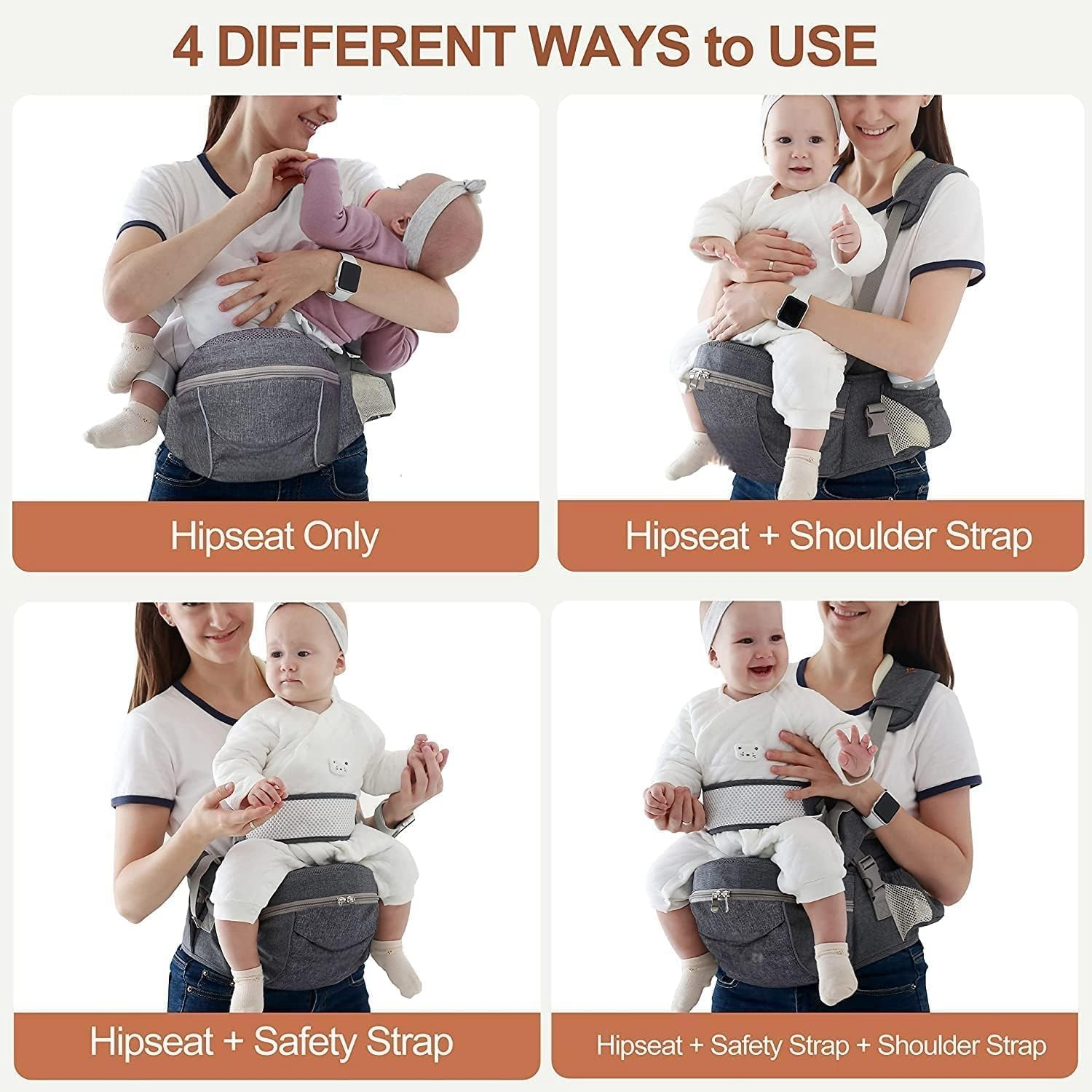 Baby Hip Seat Carrier Baby Waist Stool for Child Infant Toddler with Adjustable Strap Buckle Pocket Soft Inner Huge Storage image number 6