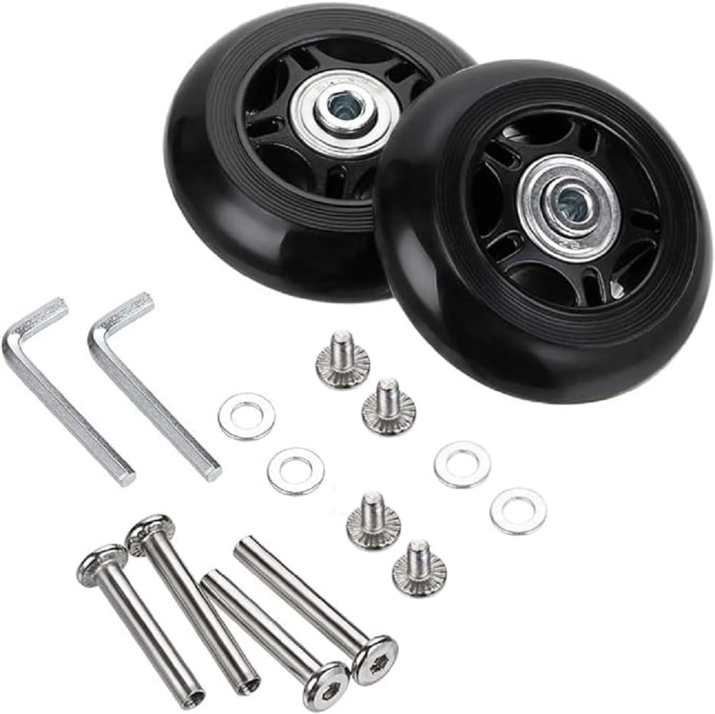 Replacement Luggage Wheels,Suitcase Replacement Wheels, 60X24Mm Suitcase Wheel with Bearings Repair Kits, 2 PU Bearing Wheels, Wrenches & Axle Screw for Trolley Bag, Inline Skate and Caster Board image number 5