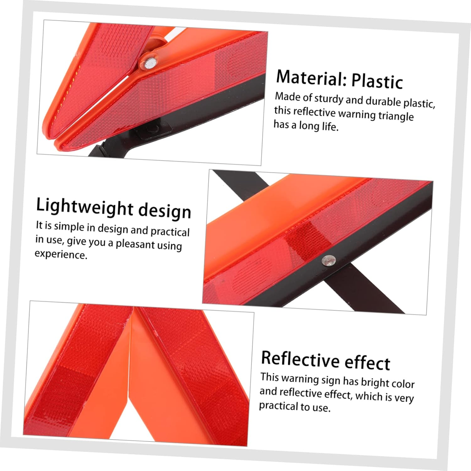 Road Safety Reflective Warning Triangle for Vehicles Roadside Safety Triangle Reflective Frame Car Emergency Road Warning image number 5