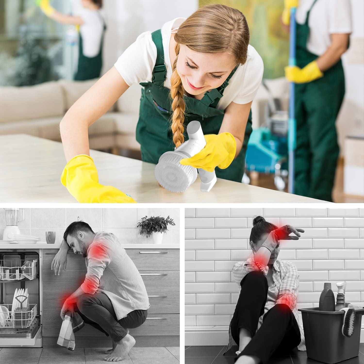 Electric Spin Scrubber Portable Cordless Power Electric Scrubber Rechargeable Electric Cleaning Brush with 4 Replaceable Brush Heads for Cleaning Bathroom Tub Ceramic Tile Floor Sink Kitchen and Car image number 1