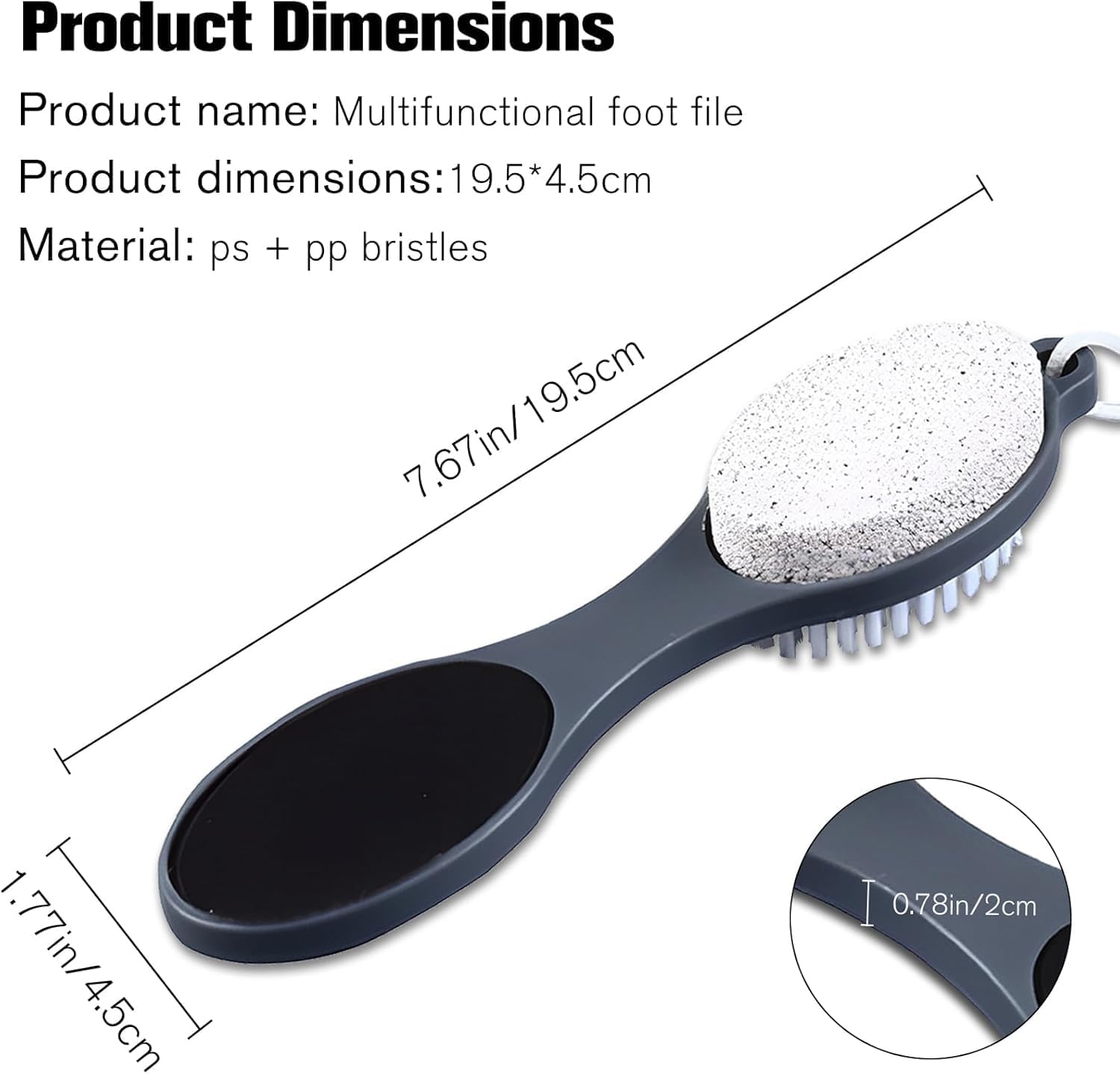 Foot File Callus Remover - Pedicure Tool for Comprehensive Foot Care (Dark Grey, 19.5 * 4.5CM) image number 3