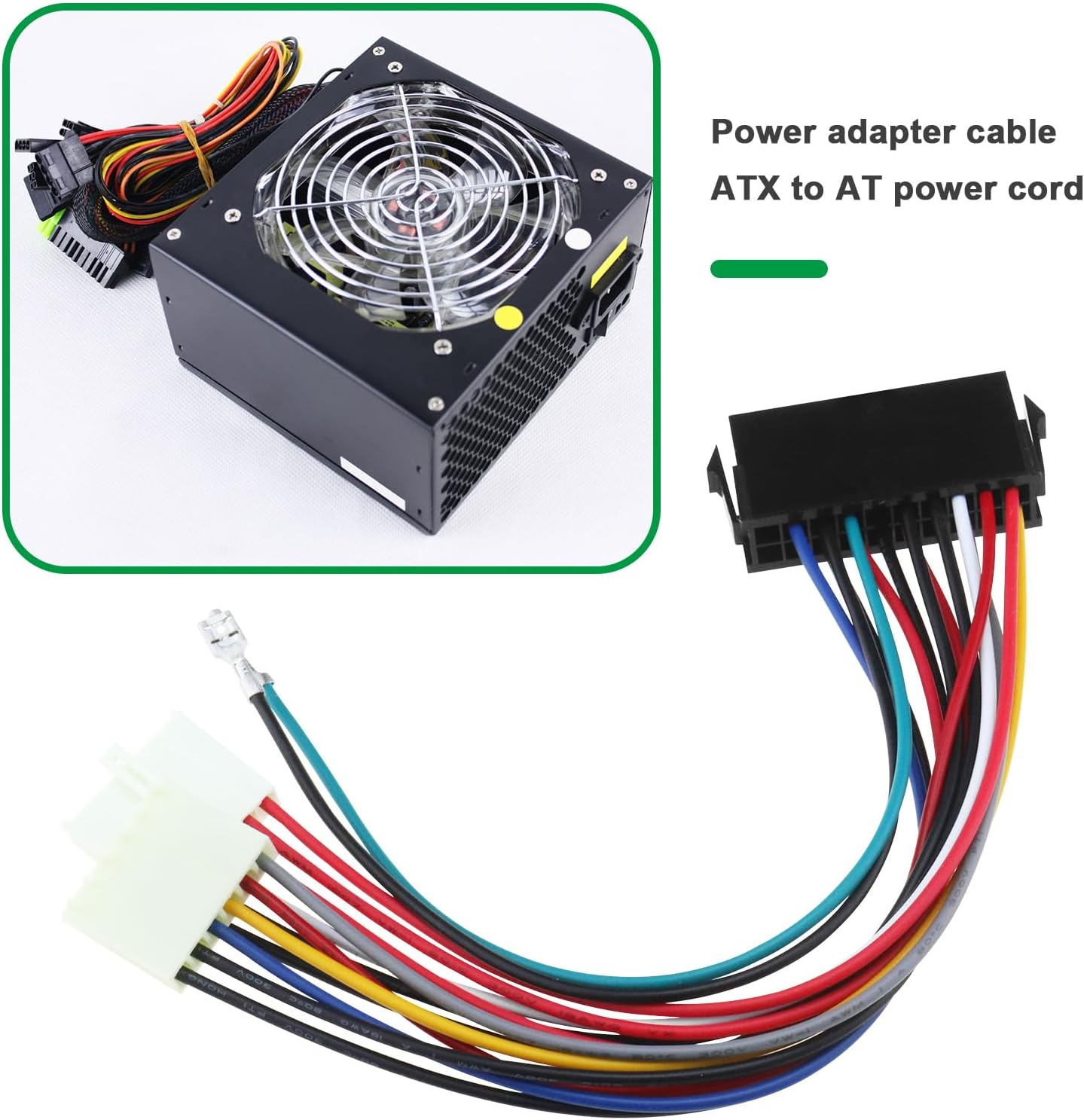 Be in Your Mind ATX to at Power Adapter 20Pin ATX to 2 Port 6Pin Converter Power Cord 20Cm 18AWG Converter Adapter Cable Suitable for 286 386 486 586 Computers image number 1