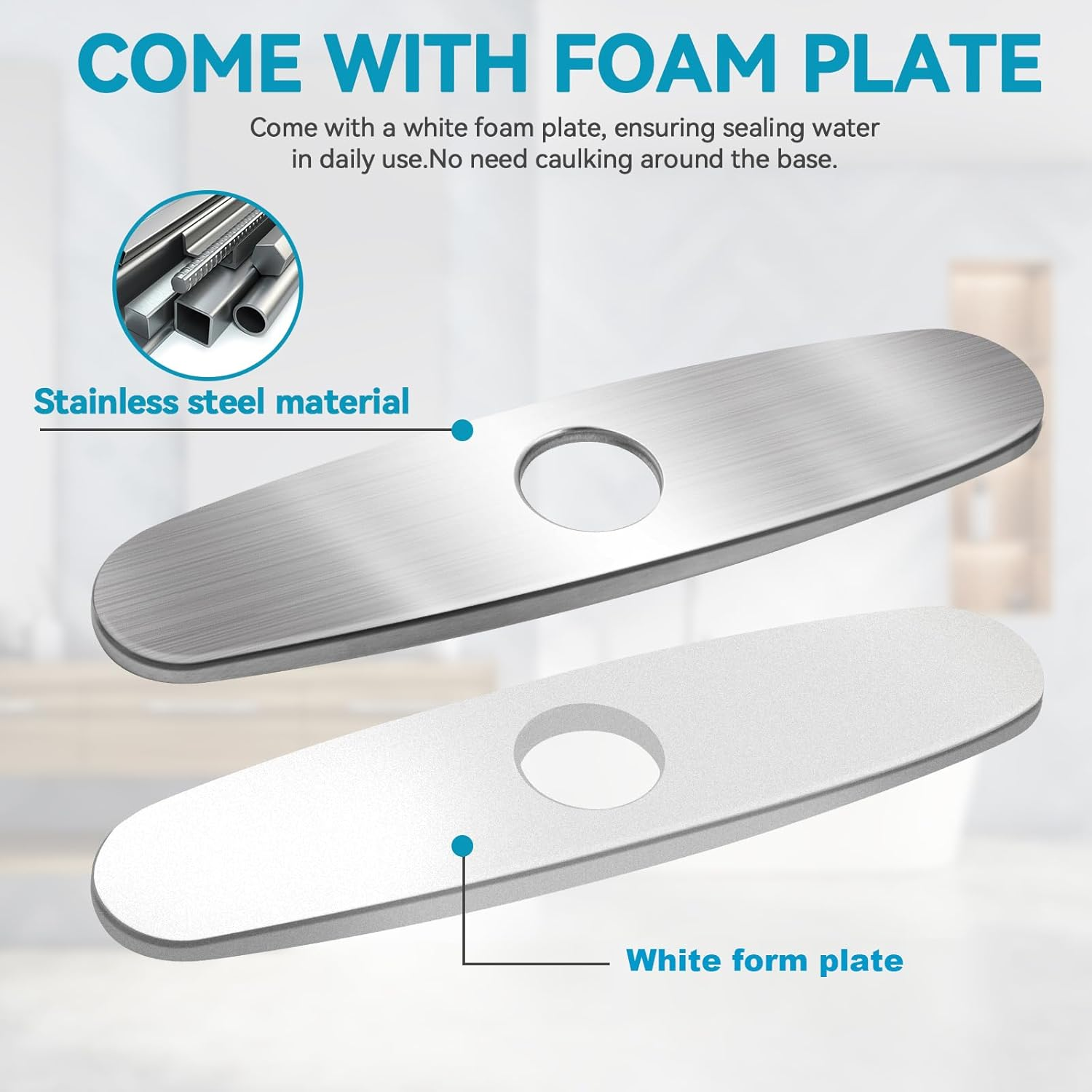 Kitchen Sink Faucet Hole Cover, Deck Plate Escutcheon for Kitchen Faucet- 10 in Sink Hole Cover, Plumbing Cover Plates, 10" Deck Plate for Pull down Faucet: 304 Stainless Steel(Brushed Nickel) - Brushed Nickel image number 5
