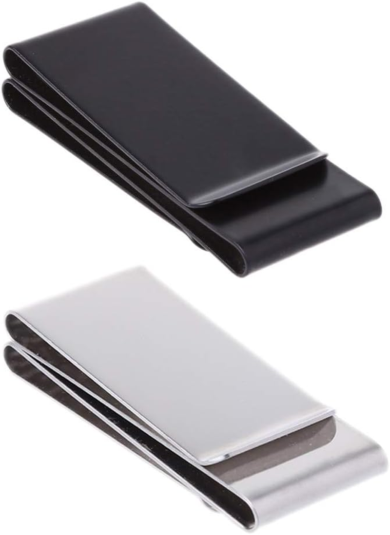 [Xinsheinelry] Stainless Steel Double Sided Money Clip Wallet Wallet Credit Card ID Holder Neck Leather Jewelry Clear Girls Transparent Wallet Keychain