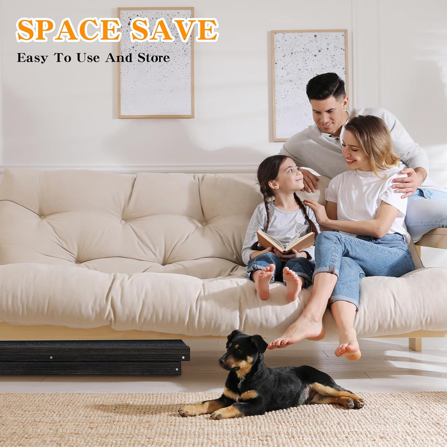 Advwin Wooden Pet Ramp, Non-Slip 3 Level Adjustable Height Foldable 70Cm Long Dog Ramp for Bed, Couch or Car, Safety Stairs Puppy Ramps - Black image number 5