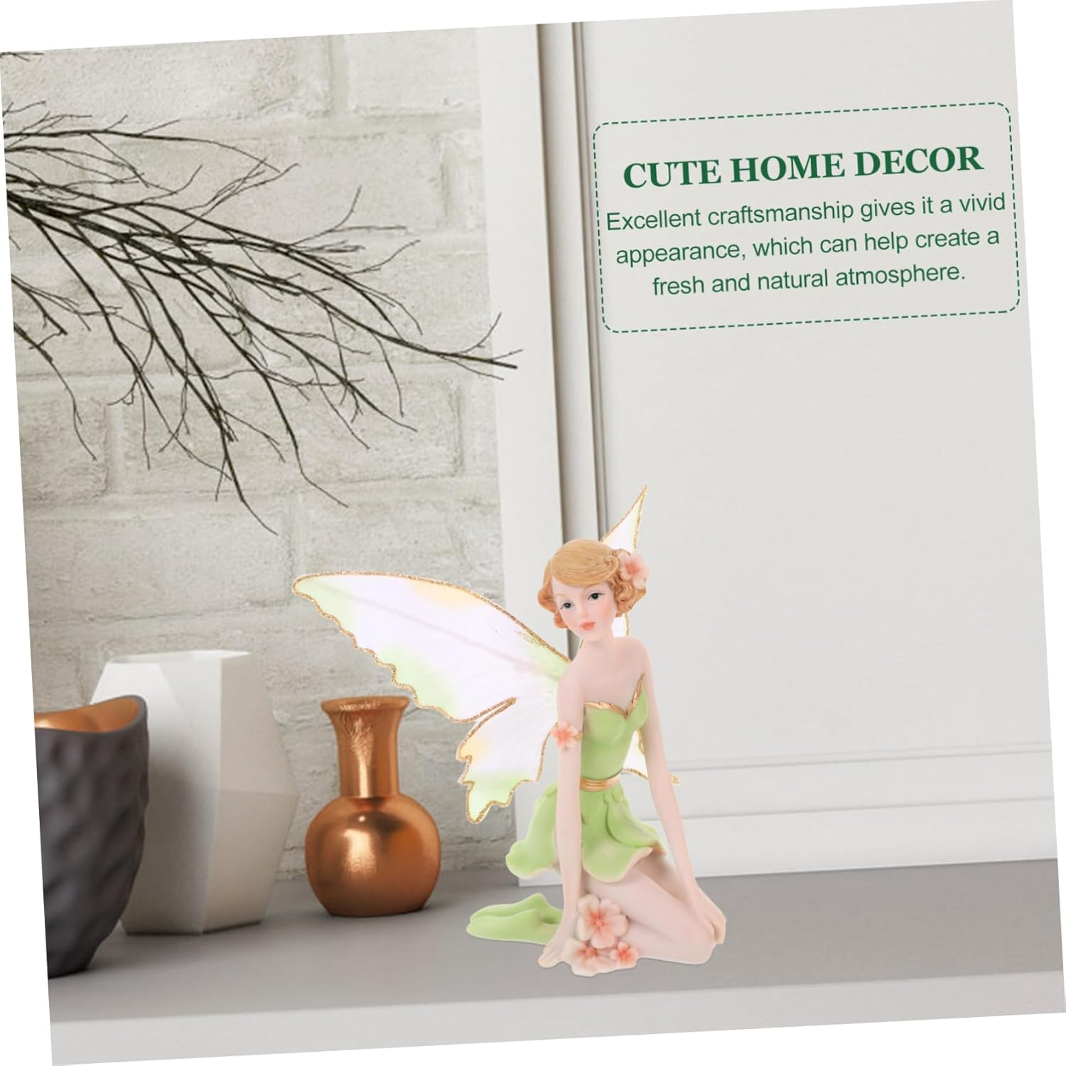 STOBAZA Resin Fairy Statue Adorable Fairy Ornament Cute Home Decor for Desktop image number 2