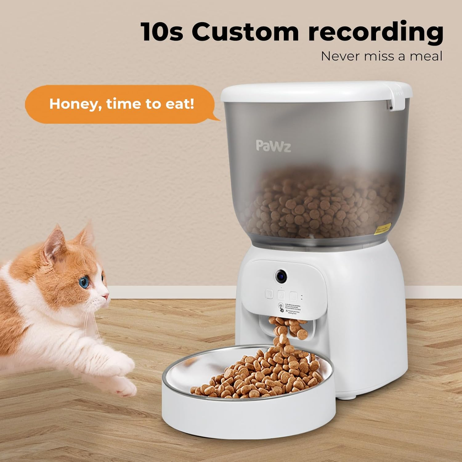 Pawz 4L Automatic Cat Feeder with Camera, Smart Timed Pet Feeder with Wifi APP Control for Remote Feeding, Auto Pet Feeder Dry Food Dispenser with Desiccant Bag for Cats/Dogs, Dual Power image number 4