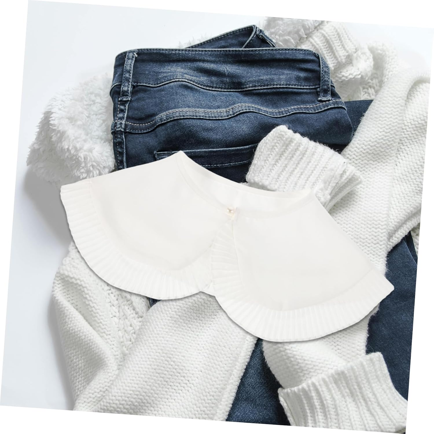 ANDRESLAD Shawl Fake Collar Polyester Removable Shirt Collar for Women Enhancing Look Occasions White image number 2