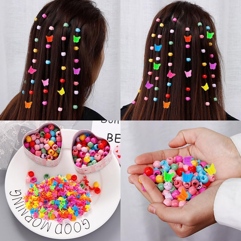 Gaodercha 250 Pieces Mini Hair Clips Set Including 200 round Candy Color Hair Clips, 50 Butterfly Hair Clips, Hair Beads for Braids and Rainbow Mini Clips for Hair Styling image number 5