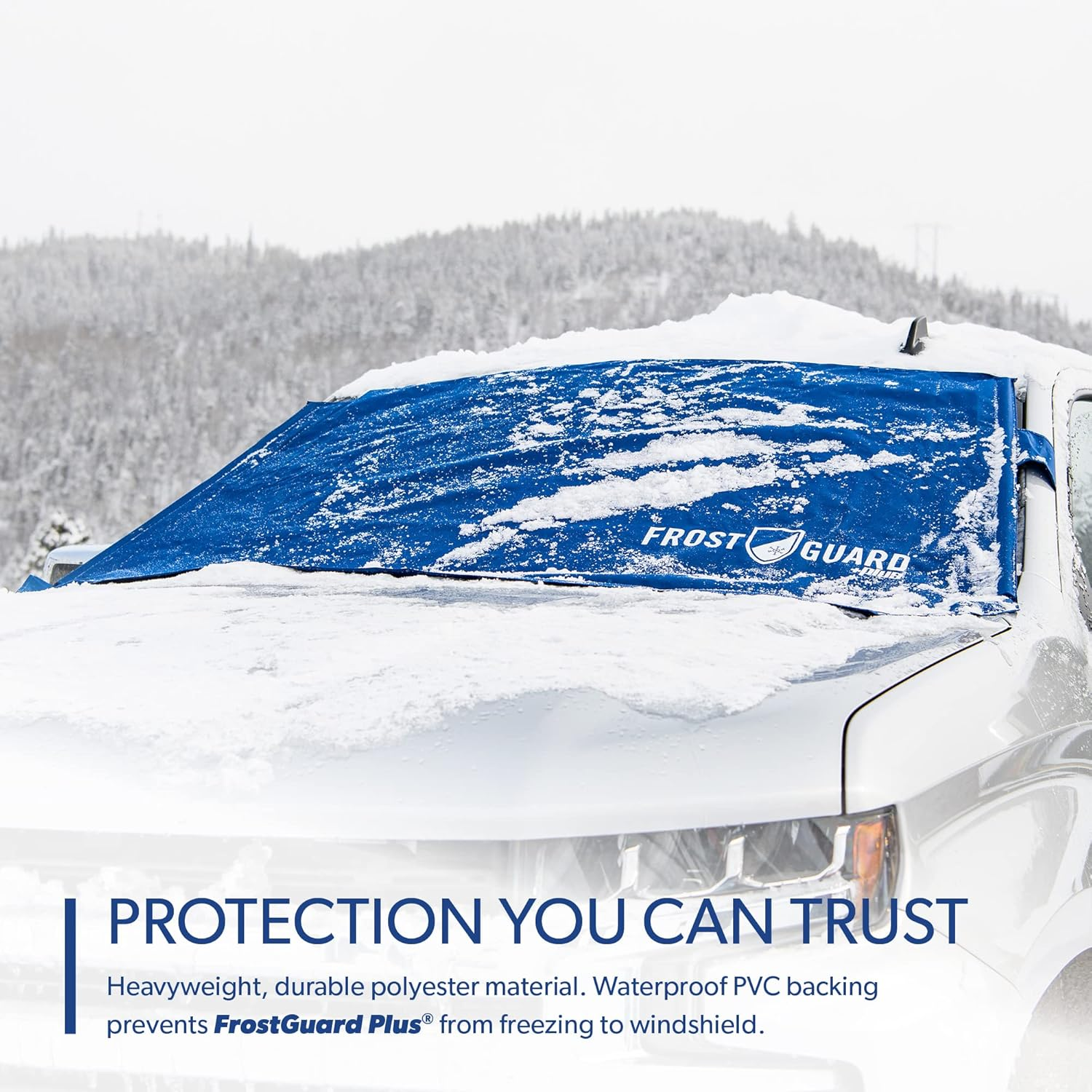 Frostguard plus | Winter Windshield Cover for Ice and Snow, XL Size (Indigo) - Built-In Security Panels, Wiper Blade Coverage + Mirror Covers - Fits XL Size Cars, Trucks and Suvs, 68 X 41 Inches image number 2