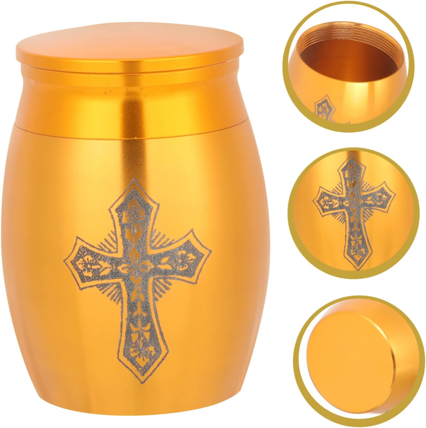 Urn Can Ornaments Stainless Steel Cross Memorial Urn for Human Ashes Keepsake Cremation Funeral for Adult Male Ashes Garden Decoration image number 5