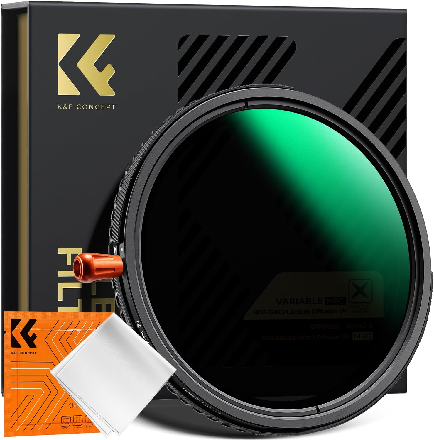 K&F CONCEPT 55Mm ND2-32 & Black Diffusion 1/4 & CPL 3 in 1 Filter, Mist Cinematic Effect Circular Polarizer Variable Neutral Density Camera Lens Filter 28 Multi-Coated Waterproof Anti-Scratch (Nano-X) image number 5